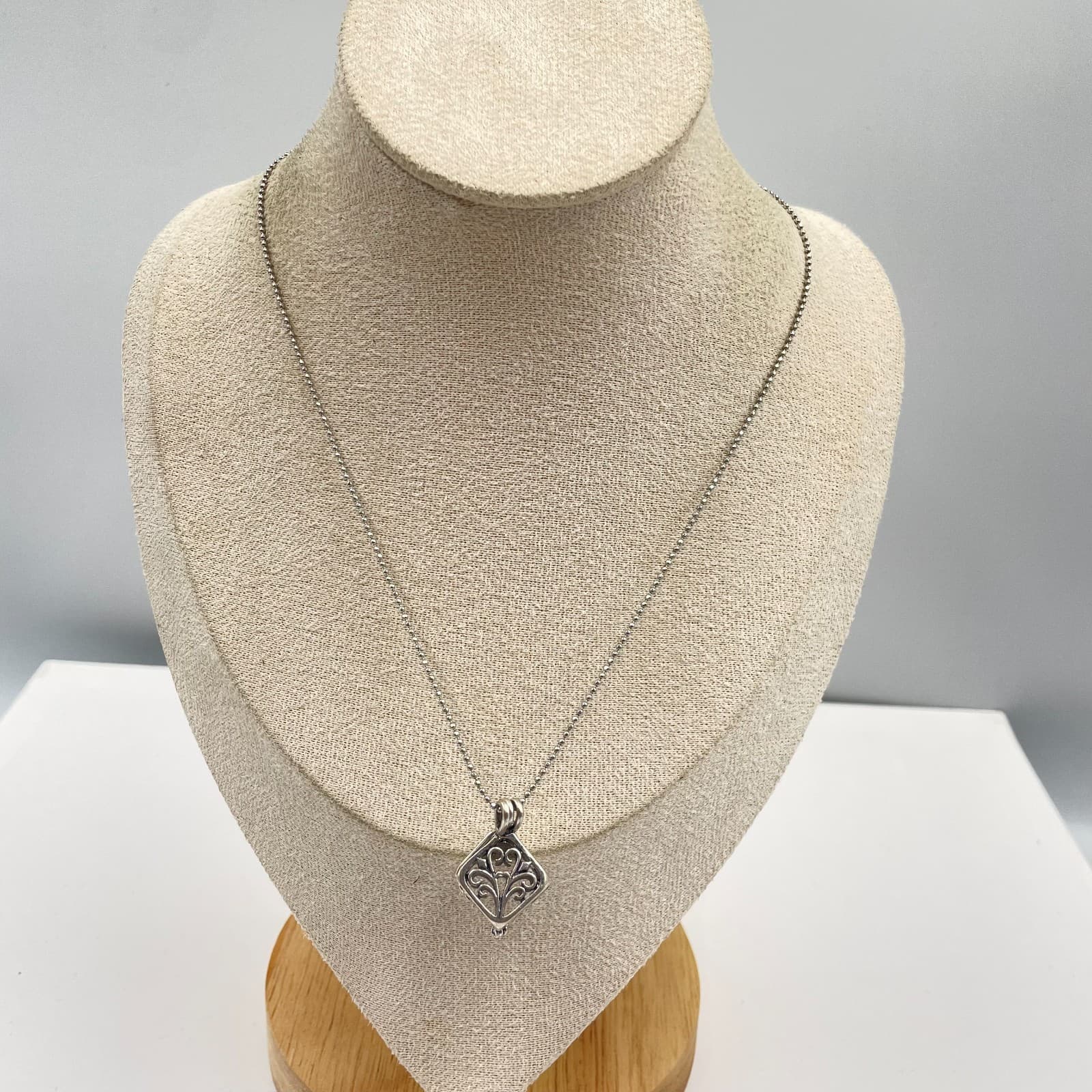 Hobby-Theme Silver-Tone Delicate Chain Intricate Cubic Filigree Pendant Necklace - Image 1