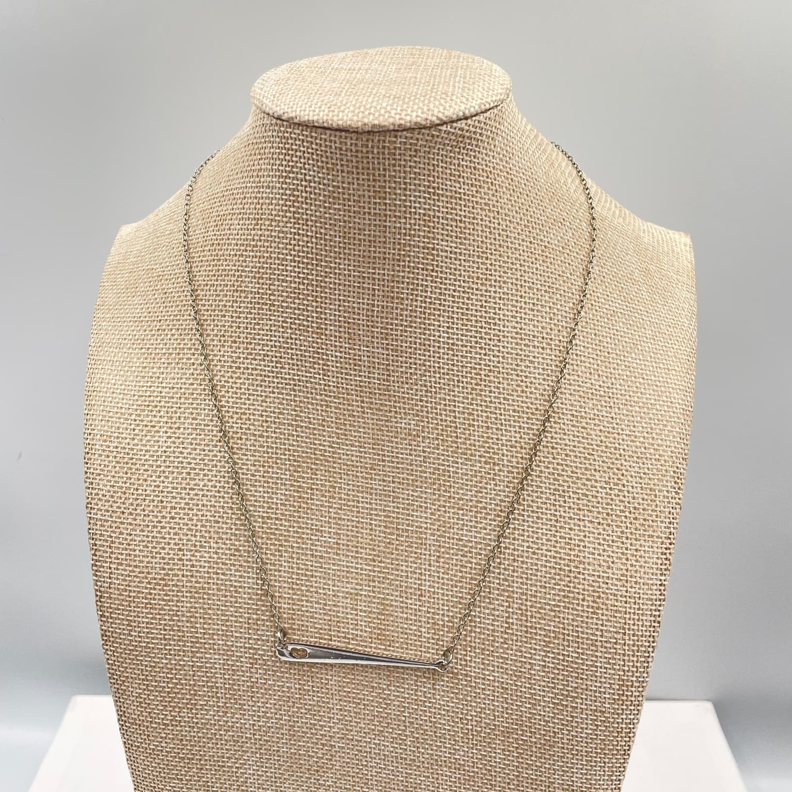 Silver-Tone Oval Link Chain Enthusiast Baseball Bat Pendant Lobster Necklace - Image 1