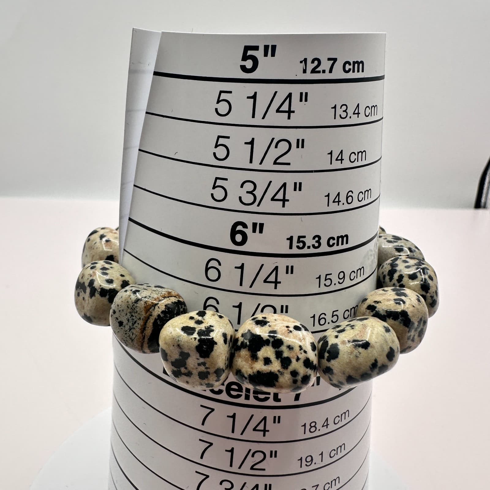 Vintage 80s Dalmatian Jasper Tumbled Nugget Bracelet Holistic Healing Jewelry - Thumbnail 7