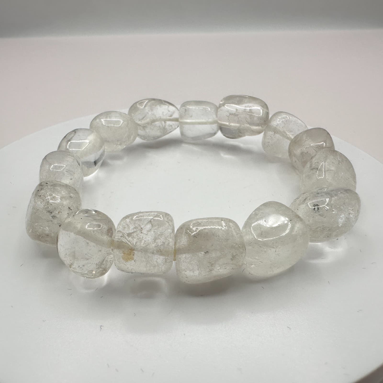 Vintage 80s Clear Quartz Tumbled Nugget Bracelet Holistic Healing Amulet Jewelry - Thumbnail 4