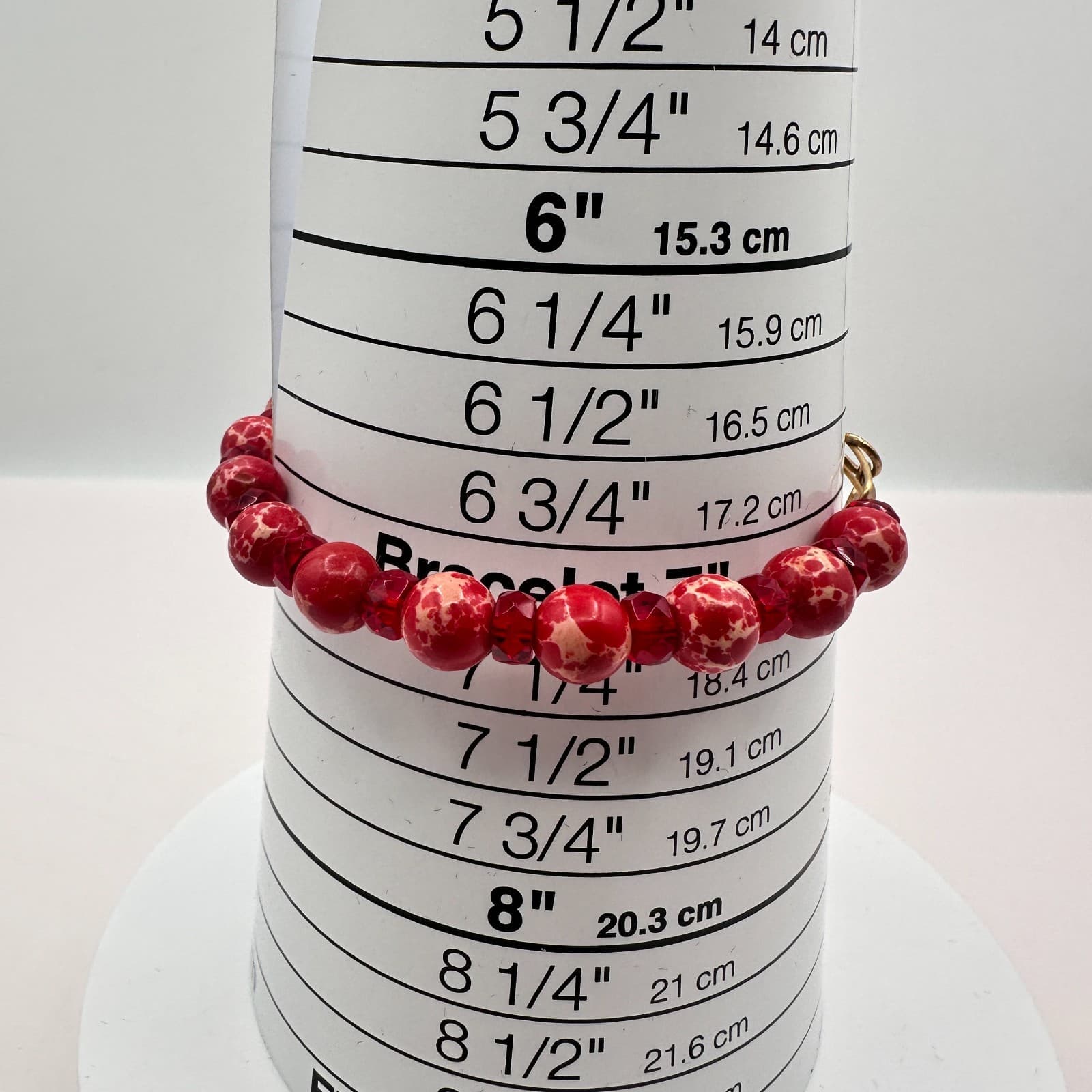 Vintage 80s Americana Grateful Beaded Bangle Red & Rafaelian Gold Tone Jewelry - Thumbnail 7