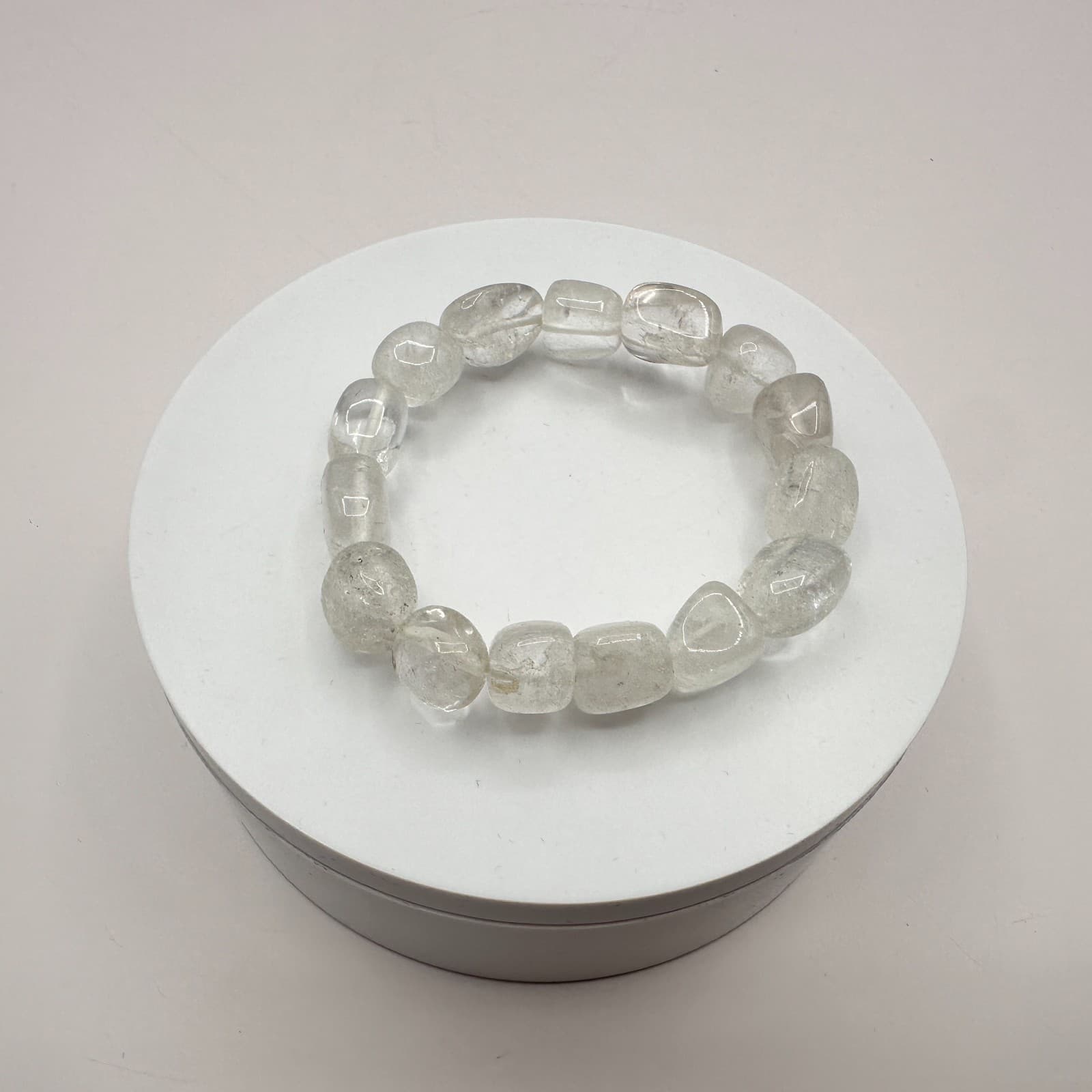 Vintage 80s Clear Quartz Tumbled Nugget Bracelet Holistic Healing Amulet Jewelry - Thumbnail 3