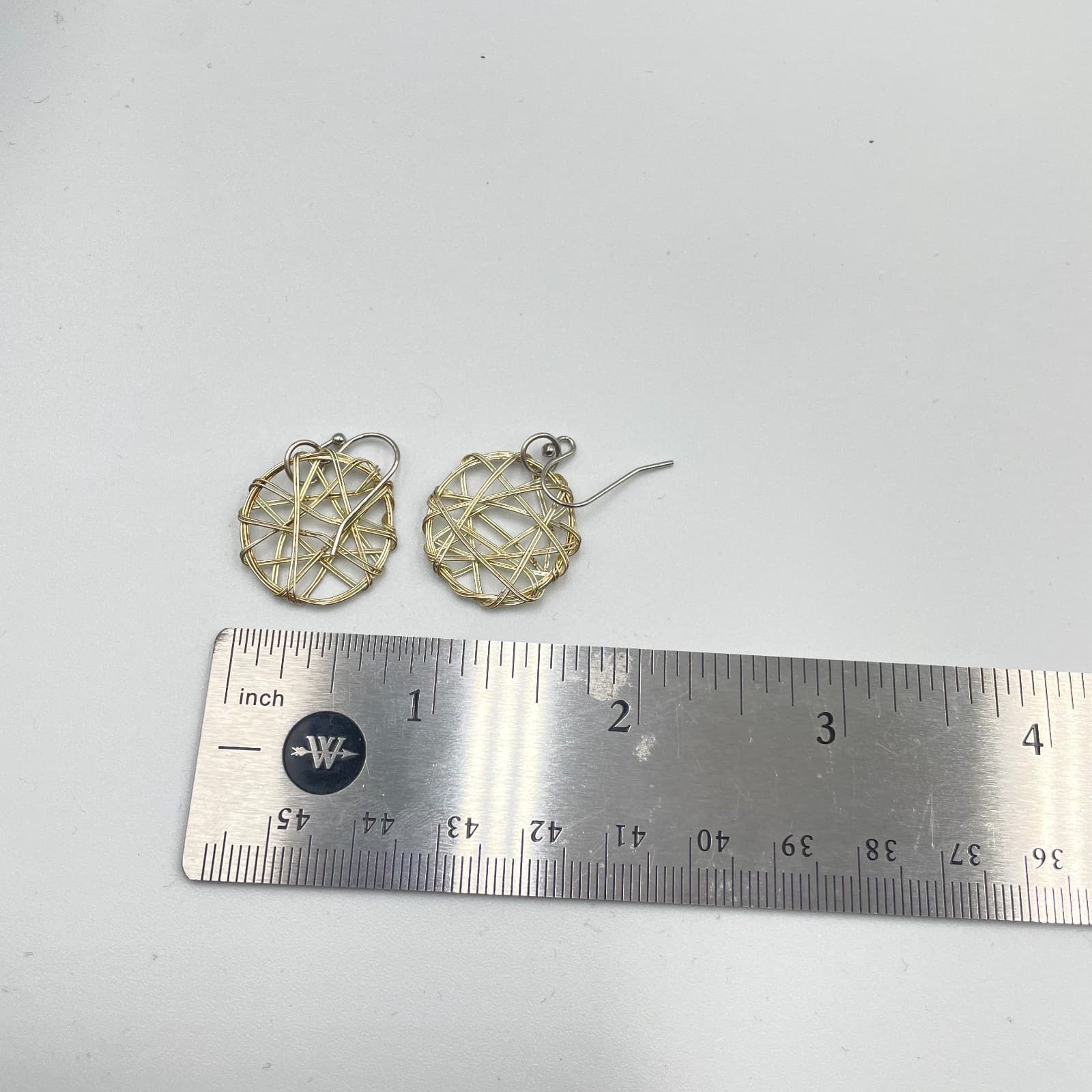 Y2K Silver-Tone Zingara Yuli Design Star Wreath Wire Wrapped Nest Round Earrings - Thumbnail 5