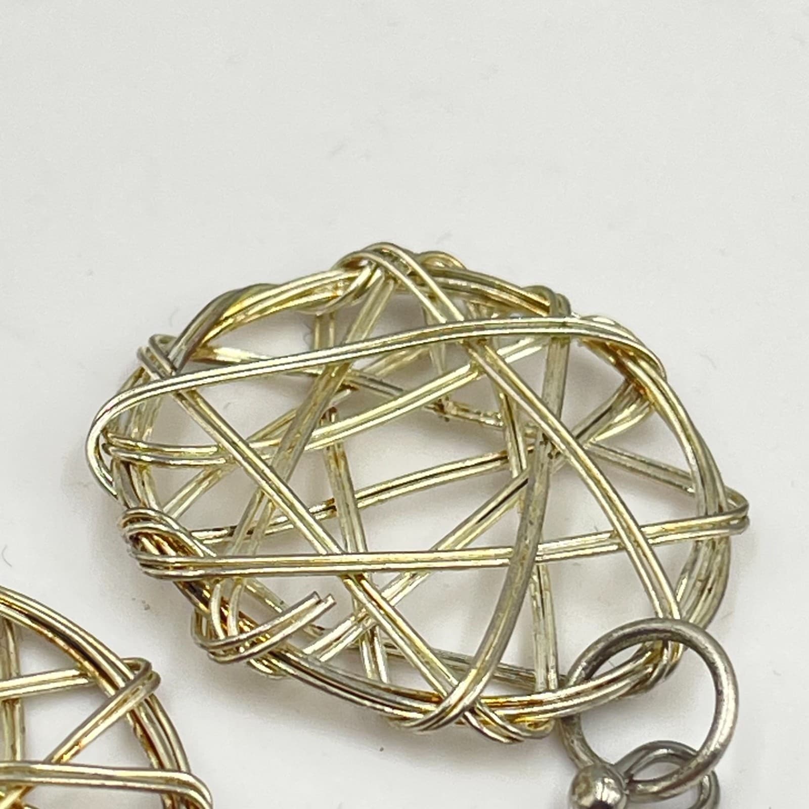 Y2K Silver-Tone Zingara Yuli Design Star Wreath Wire Wrapped Nest Round Earrings - Thumbnail 4