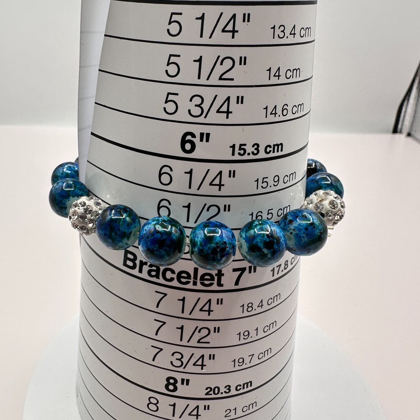 Vintage 90s Shattuckite Beaded Bracelet Blue Gemstone Healing Amulet Jewelry - Thumbnail 7