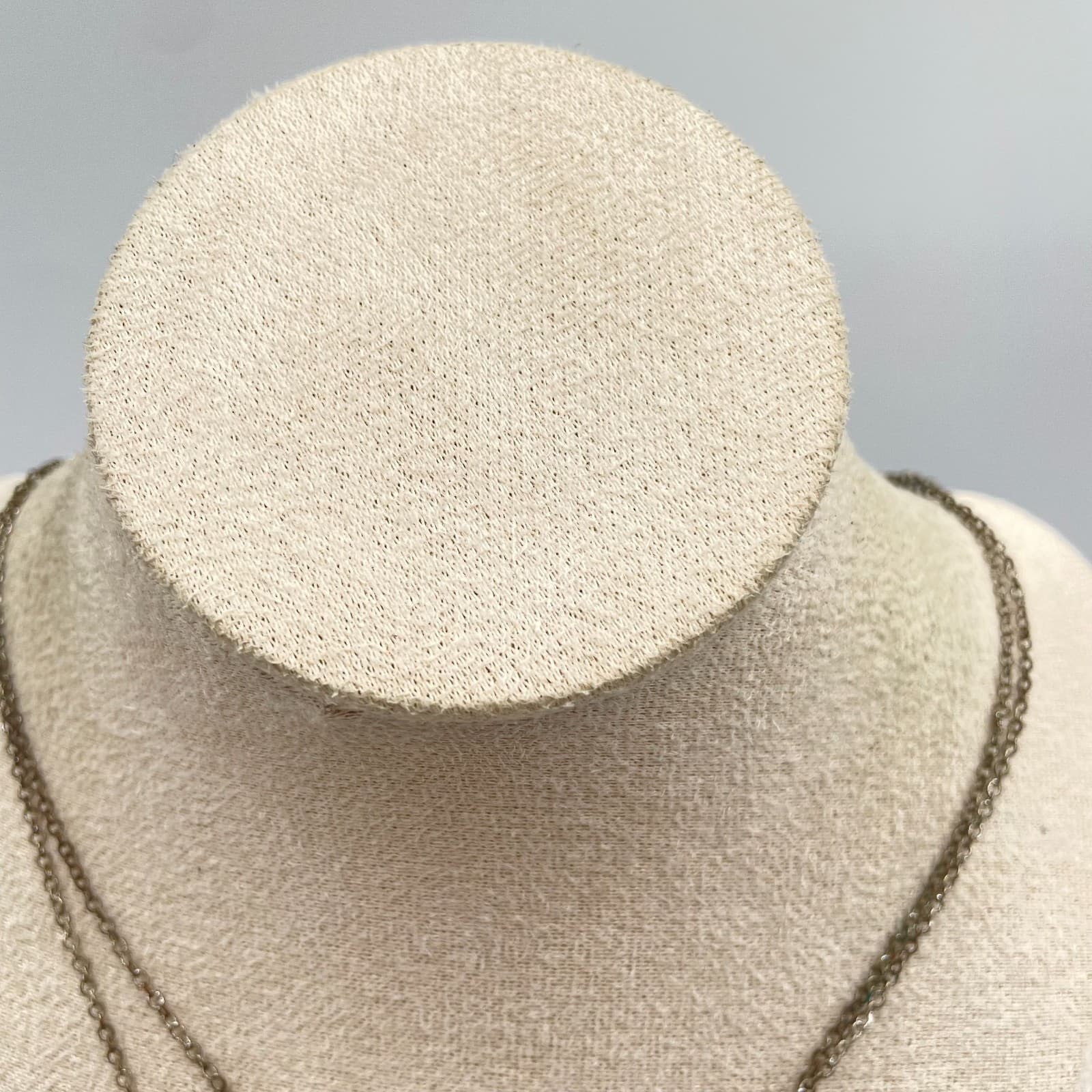 Gold-Tone Chain Double Strand Rhinestone Pave Two Heart Pendant Layer Necklace - Thumbnail 2