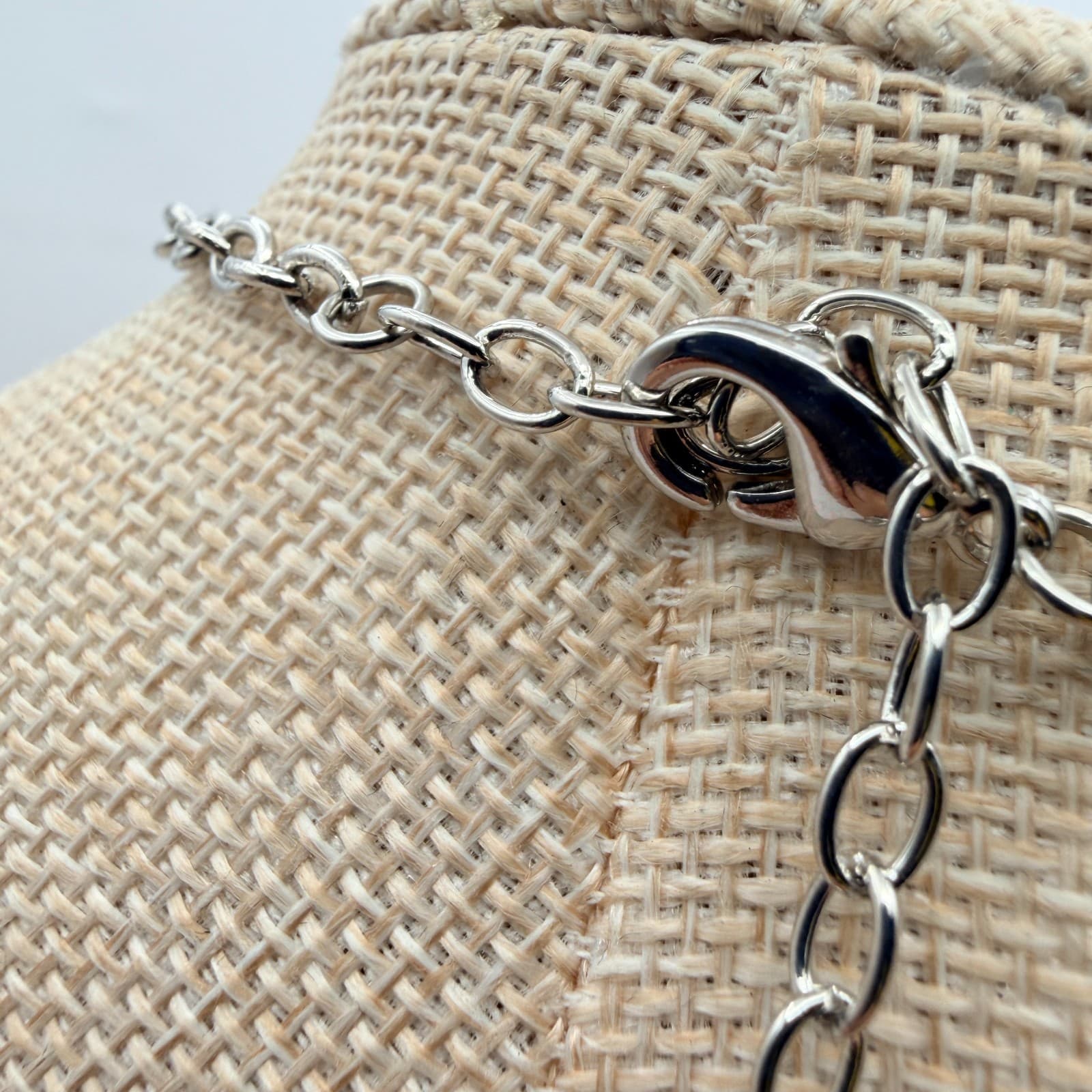 Vintage 90s Silver Tone Blue Flower Glass Cabochon Classic Fashion Jewelry Set - Thumbnail 18