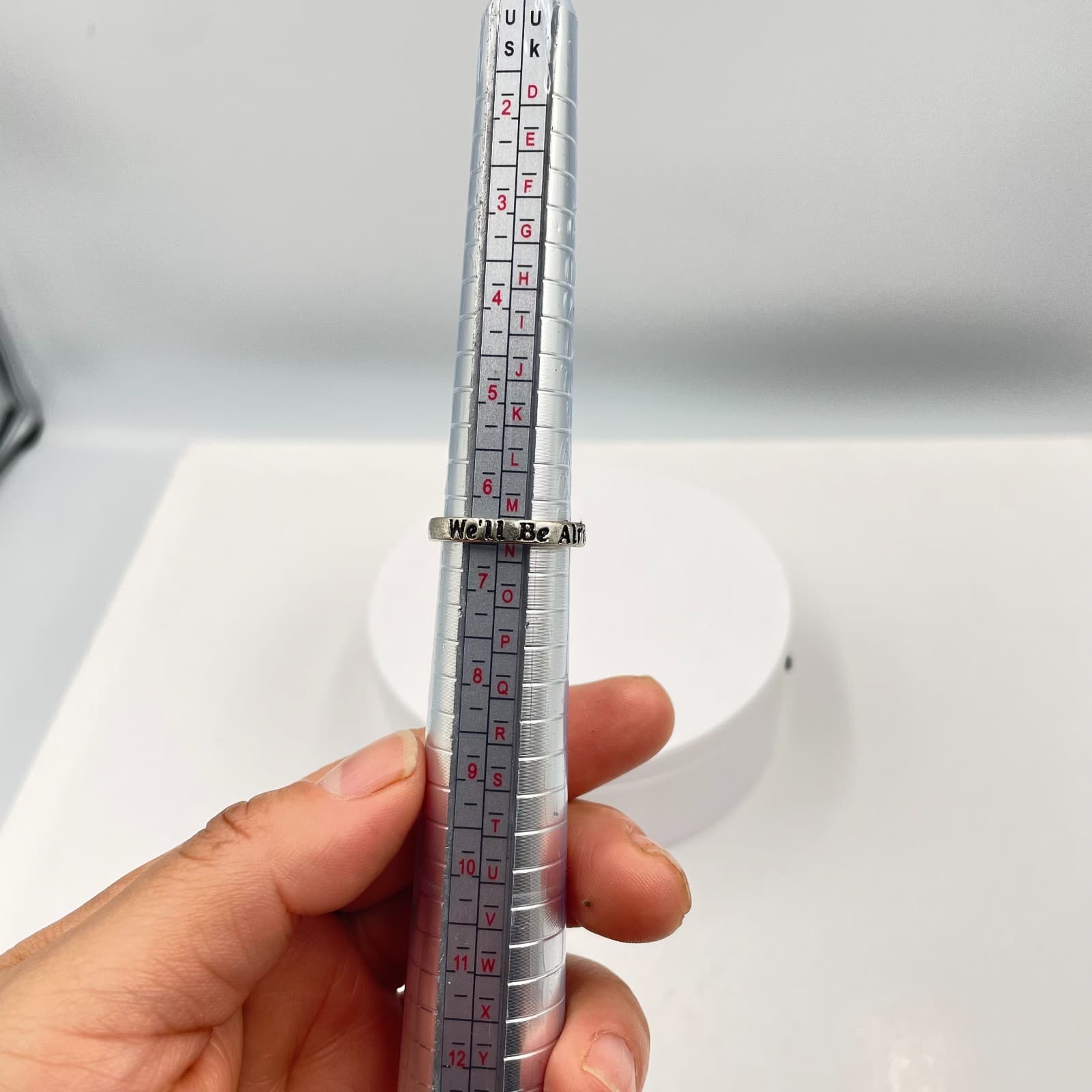 Silver-Tone Engraved Metal "We'll Be Alright" Inscribed "Fine Line" Quote Ring - Thumbnail 7