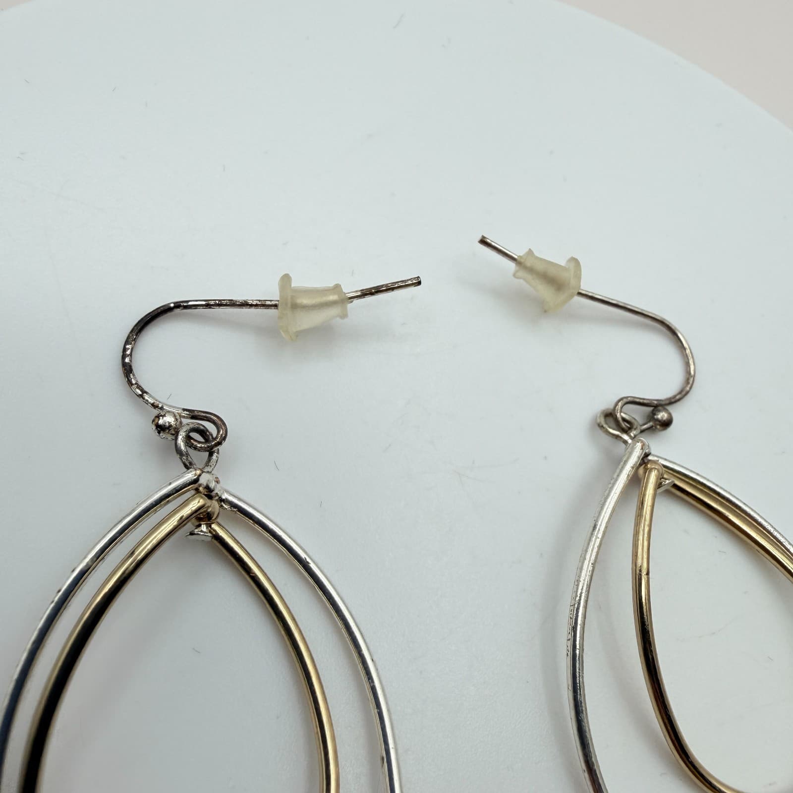 Vintage 90s Double Hoop Teardrops Earrings Women's Classic Fashion Jewelry - Thumbnail 6