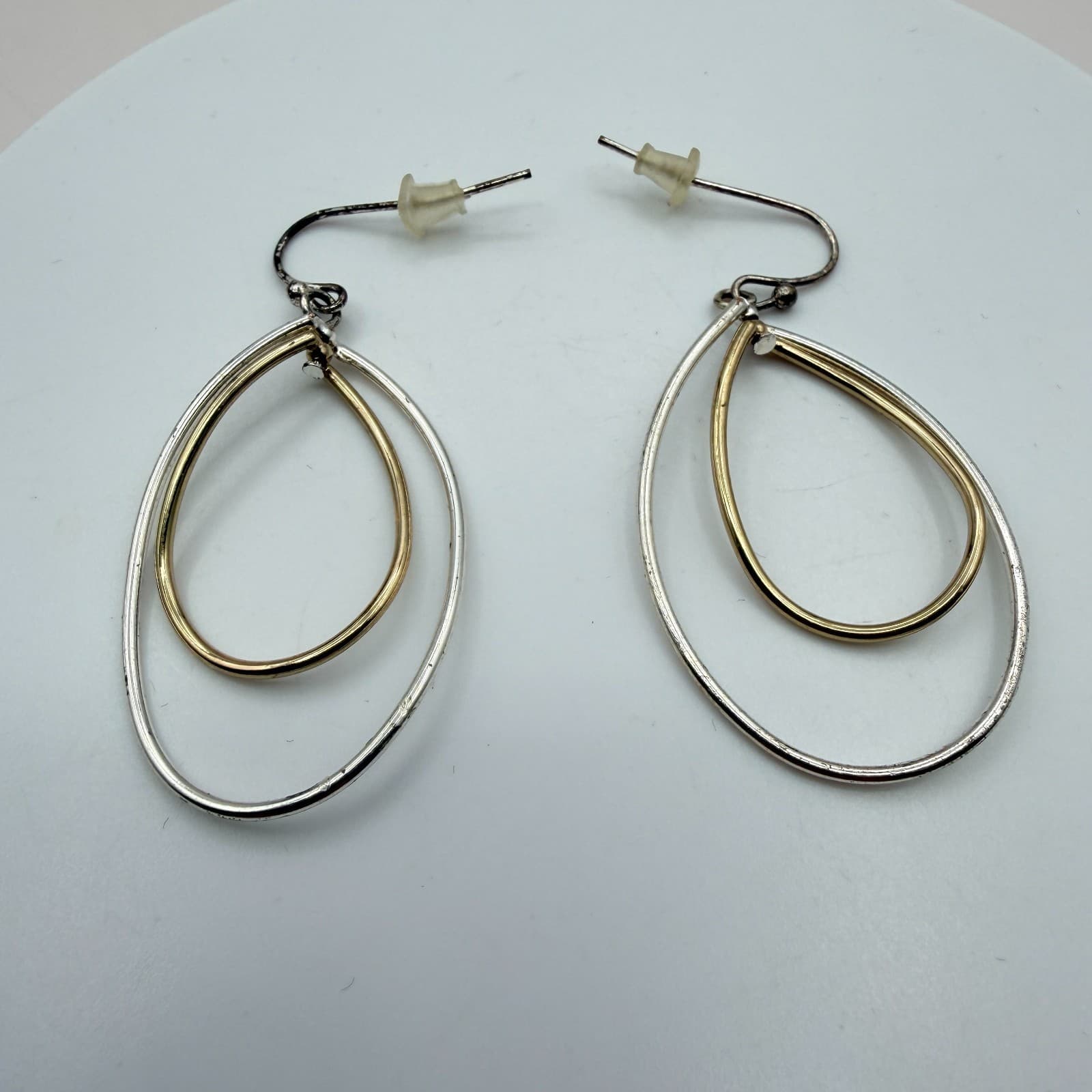 Vintage 90s Double Hoop Teardrops Earrings Women's Classic Fashion Jewelry - Thumbnail 5
