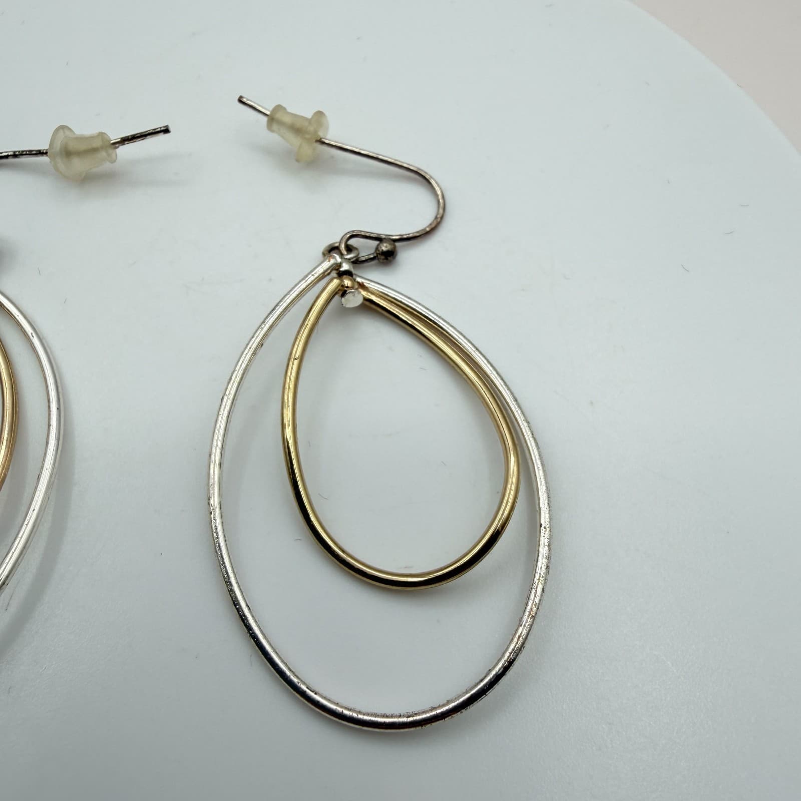 Vintage 90s Double Hoop Teardrops Earrings Women's Classic Fashion Jewelry - Thumbnail 8