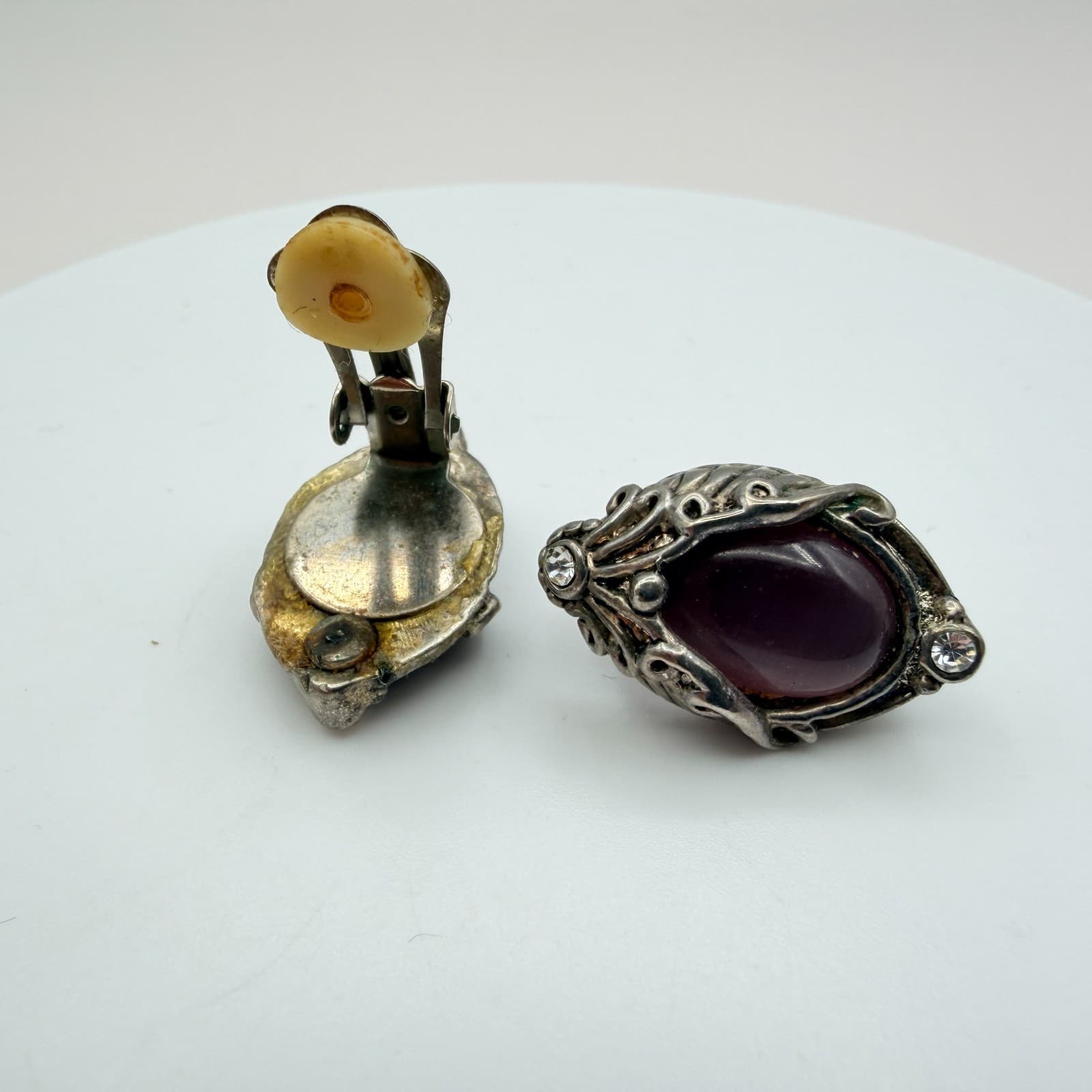 Vintage 90s Silver Tone Glass Rhinestone Earrings Set Women's Fashion Jewelry - Thumbnail 13