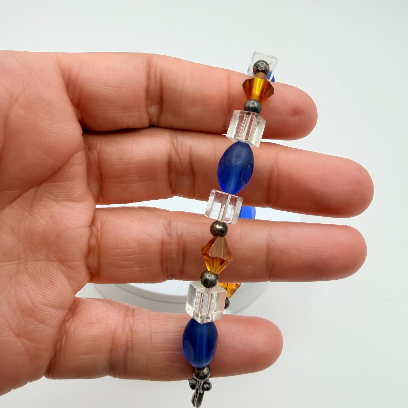 Vintage Y2K Silver Tone Beaded Stretch Bracelet Women's Classic Fashion Jewelry - Thumbnail 7