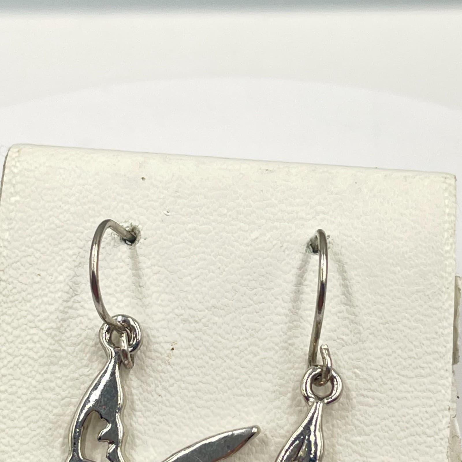 Fashion Silver-Tone Faceted Iridescent Rhinestone Bead Swallow Drop Hook Earring - Thumbnail 2