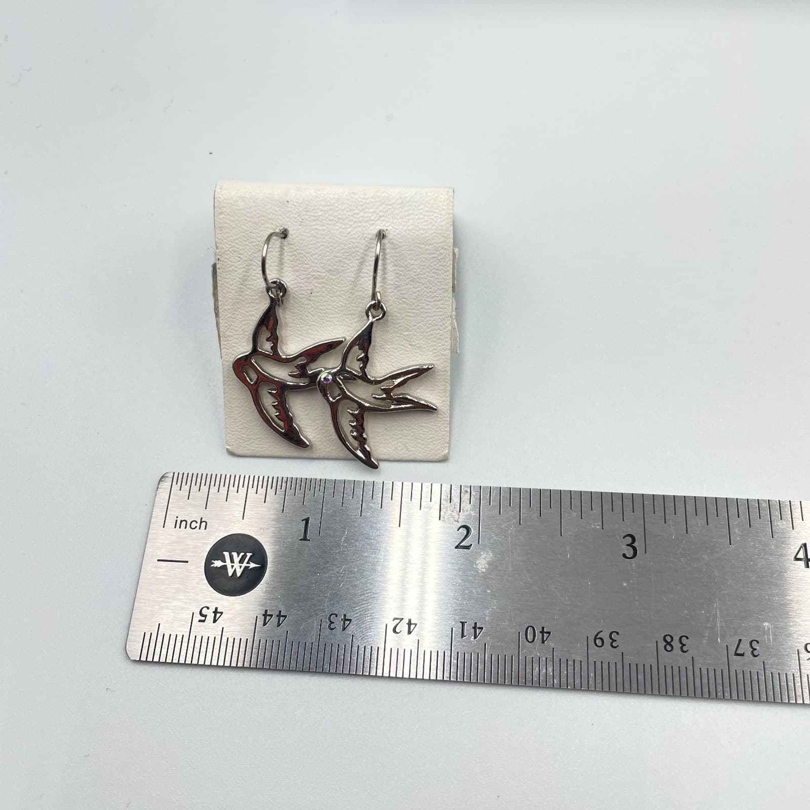 Fashion Silver-Tone Faceted Iridescent Rhinestone Bead Swallow Drop Hook Earring - Thumbnail 5