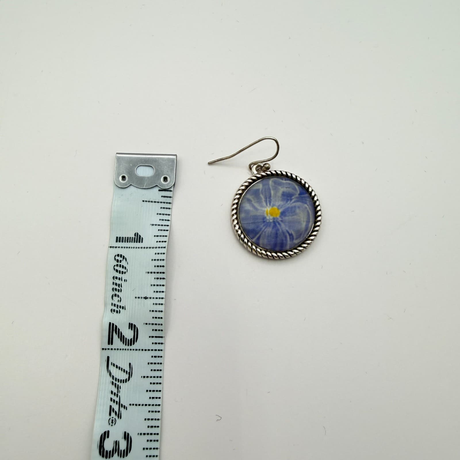 Vintage 90s Silver Tone Blue Flower Glass Cabochon Classic Fashion Jewelry Set - Thumbnail 19