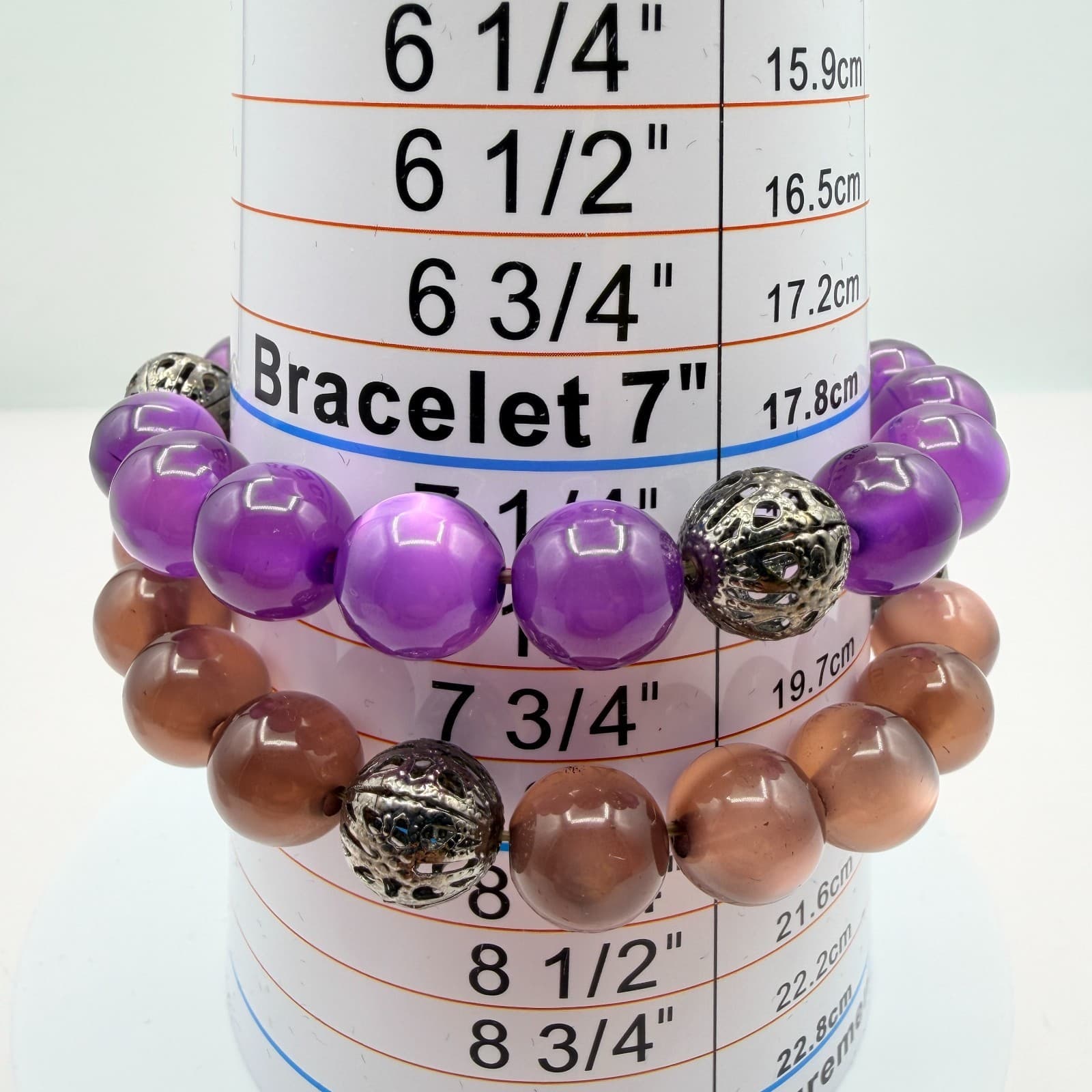 Vintage Y2K Silver Tone Beaded Stretch Bracelet Set Women's Classic Jewelry - Thumbnail 8