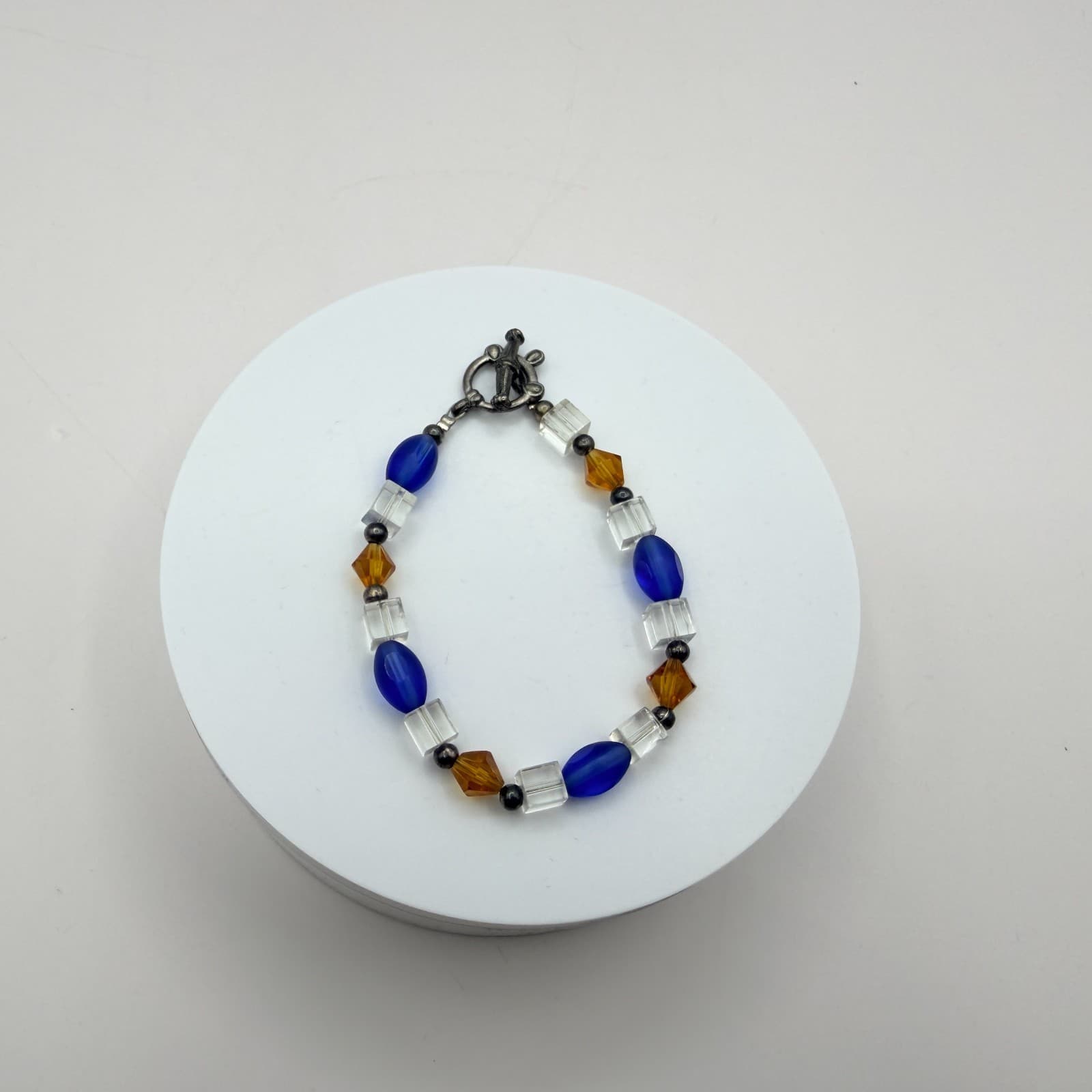 Vintage Y2K Silver Tone Beaded Stretch Bracelet Women's Classic Fashion Jewelry - Thumbnail 6