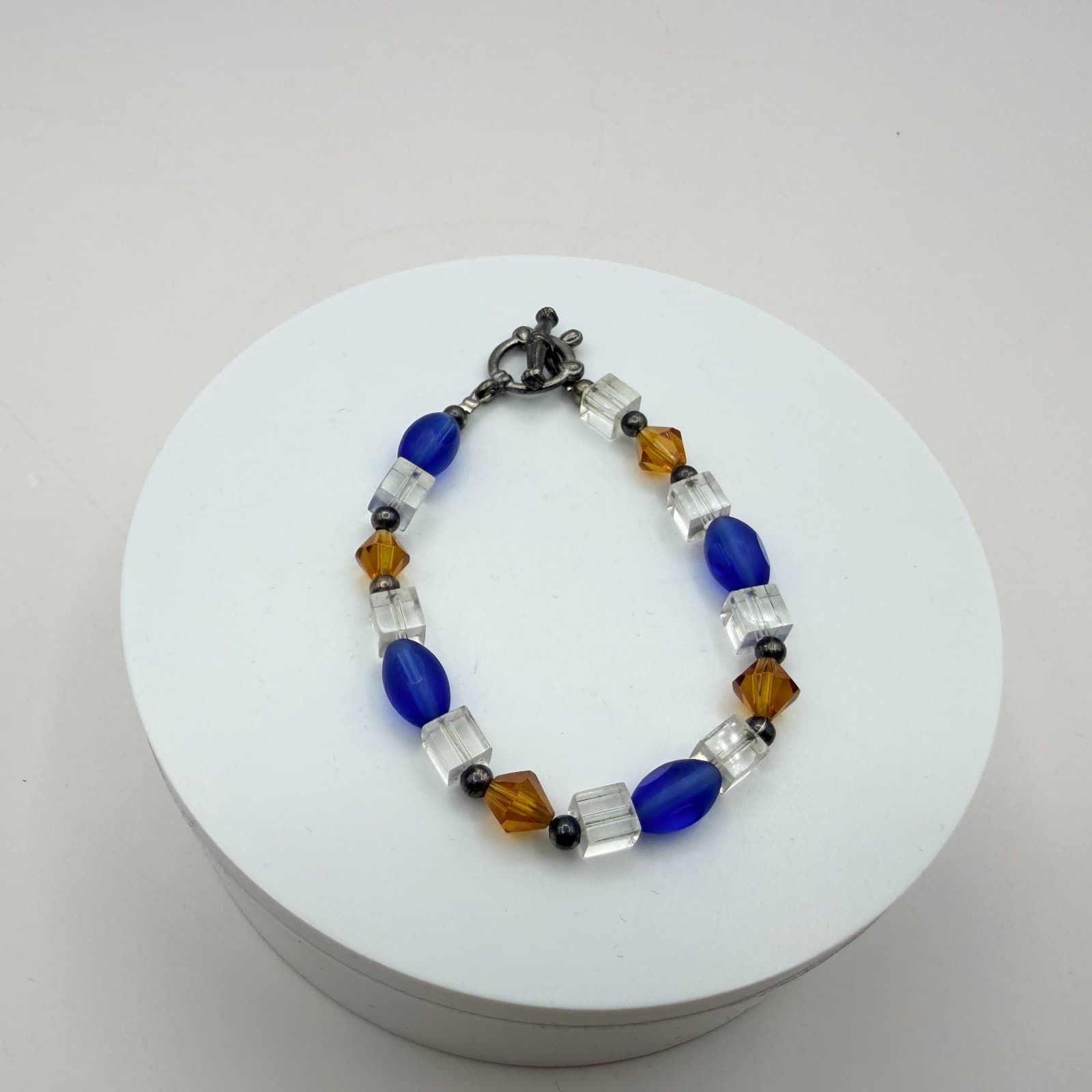 Vintage Y2K Silver Tone Beaded Stretch Bracelet Women's Classic Fashion Jewelry - Thumbnail 2