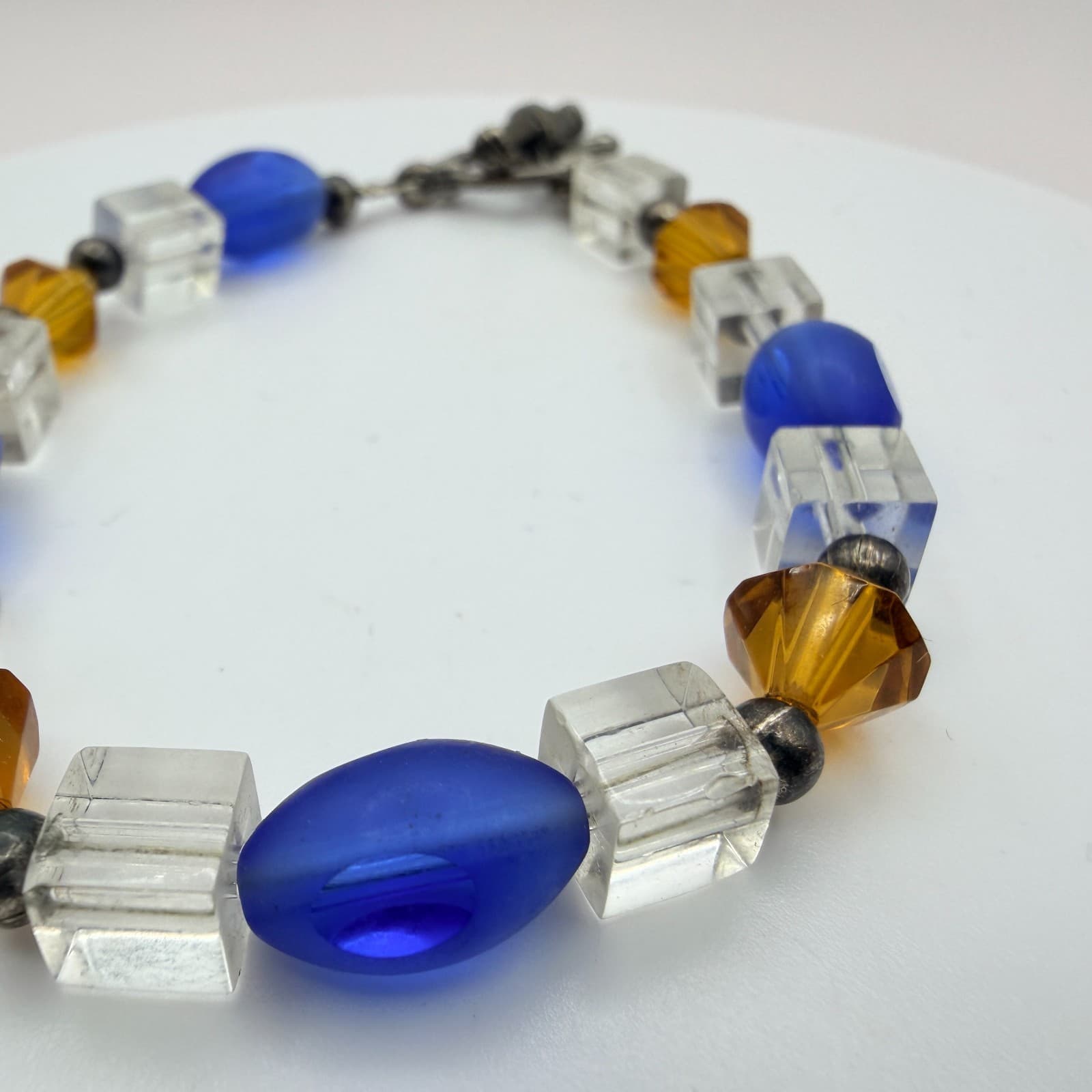 Vintage Y2K Silver Tone Beaded Stretch Bracelet Women's Classic Fashion Jewelry - Thumbnail 4