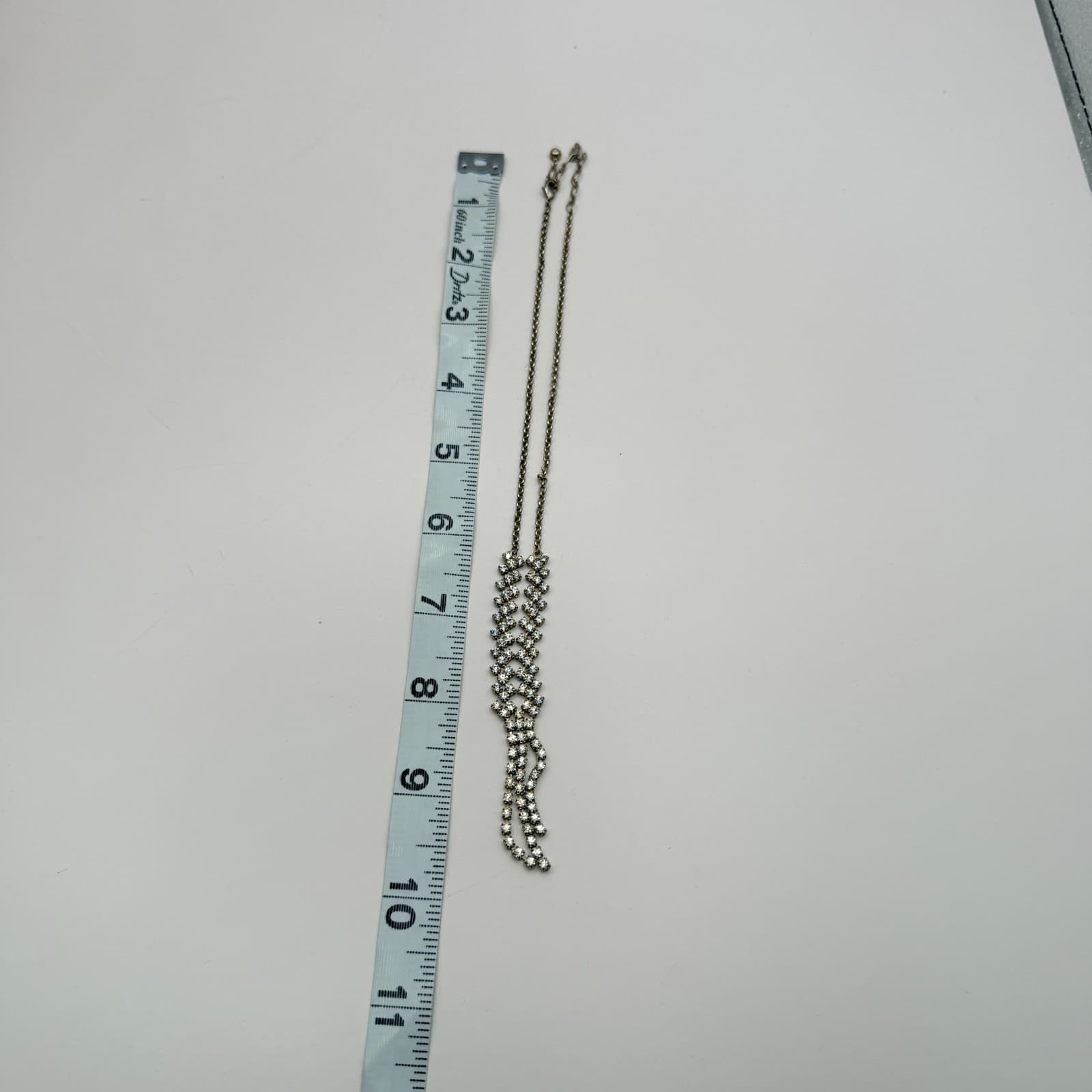 Vintage Y2K Silver Tone Clear Rhinestone Y Necklace Statement Women's Jewelry - Thumbnail 10