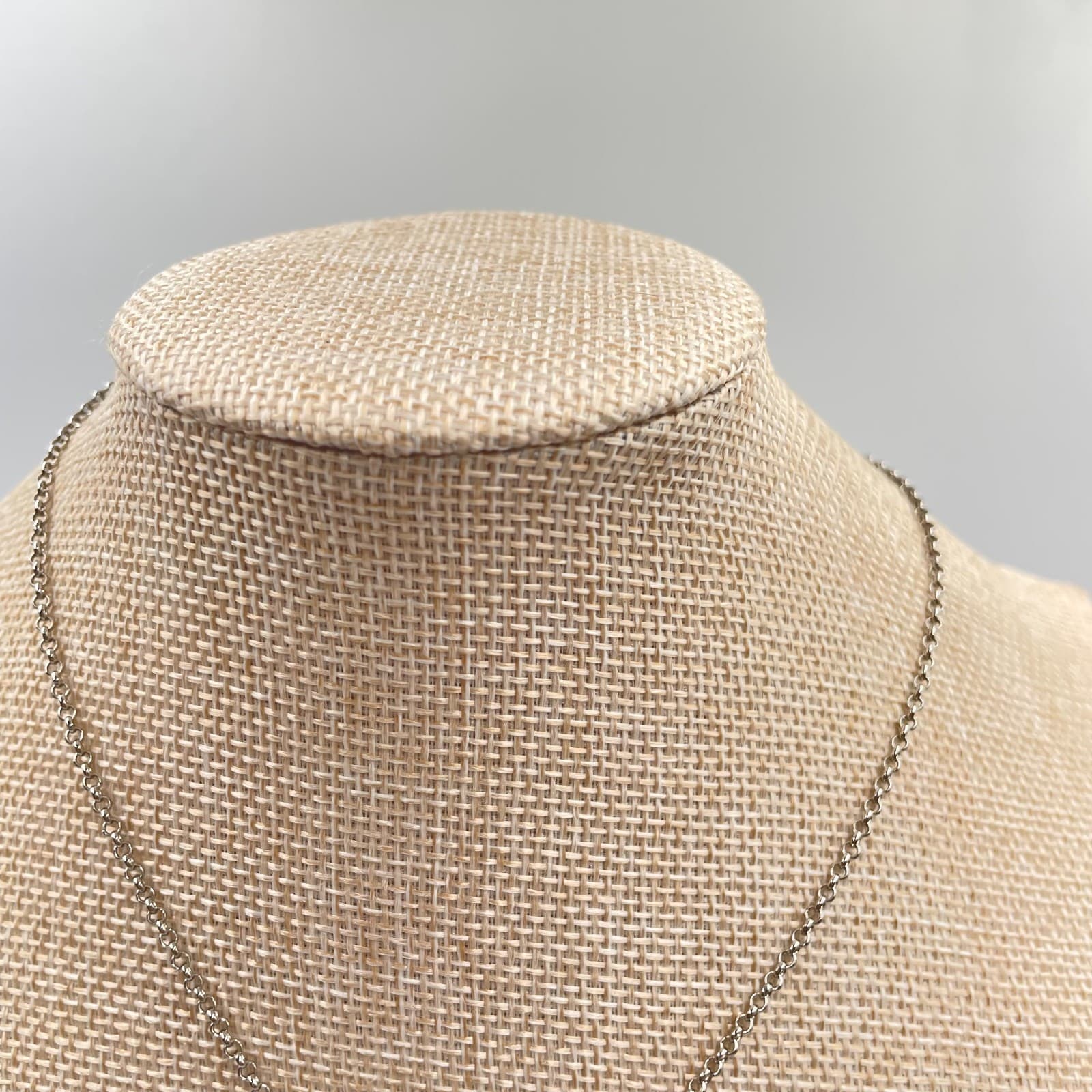 Adjustable Silver-Tone Round Chain Metal Rose Charm Pendant Lobster Necklace - Thumbnail 2