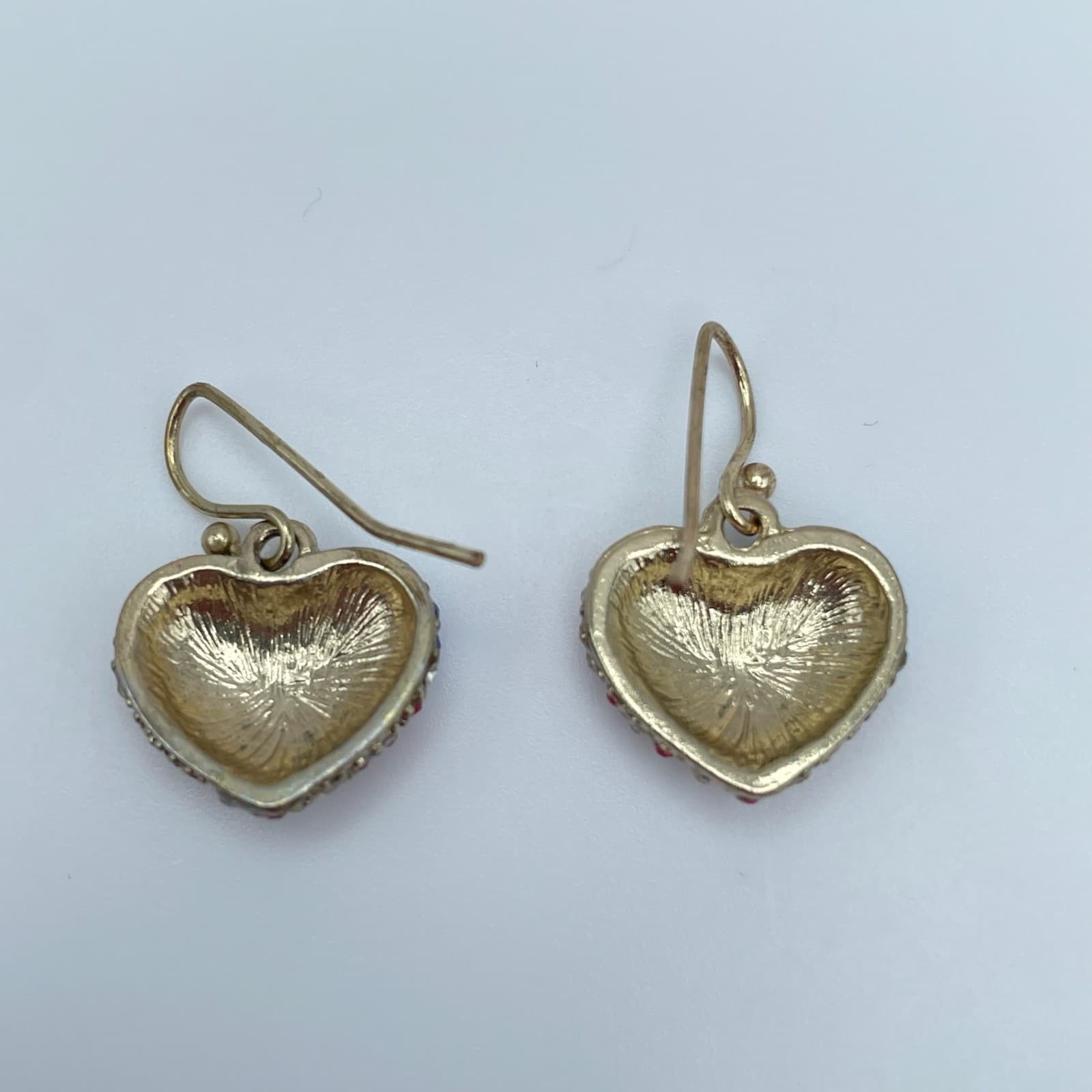Vintage 90s USA Flag Heart & Stud Gold Tone Earrings Set Women's Classic Jewelry - Thumbnail 5