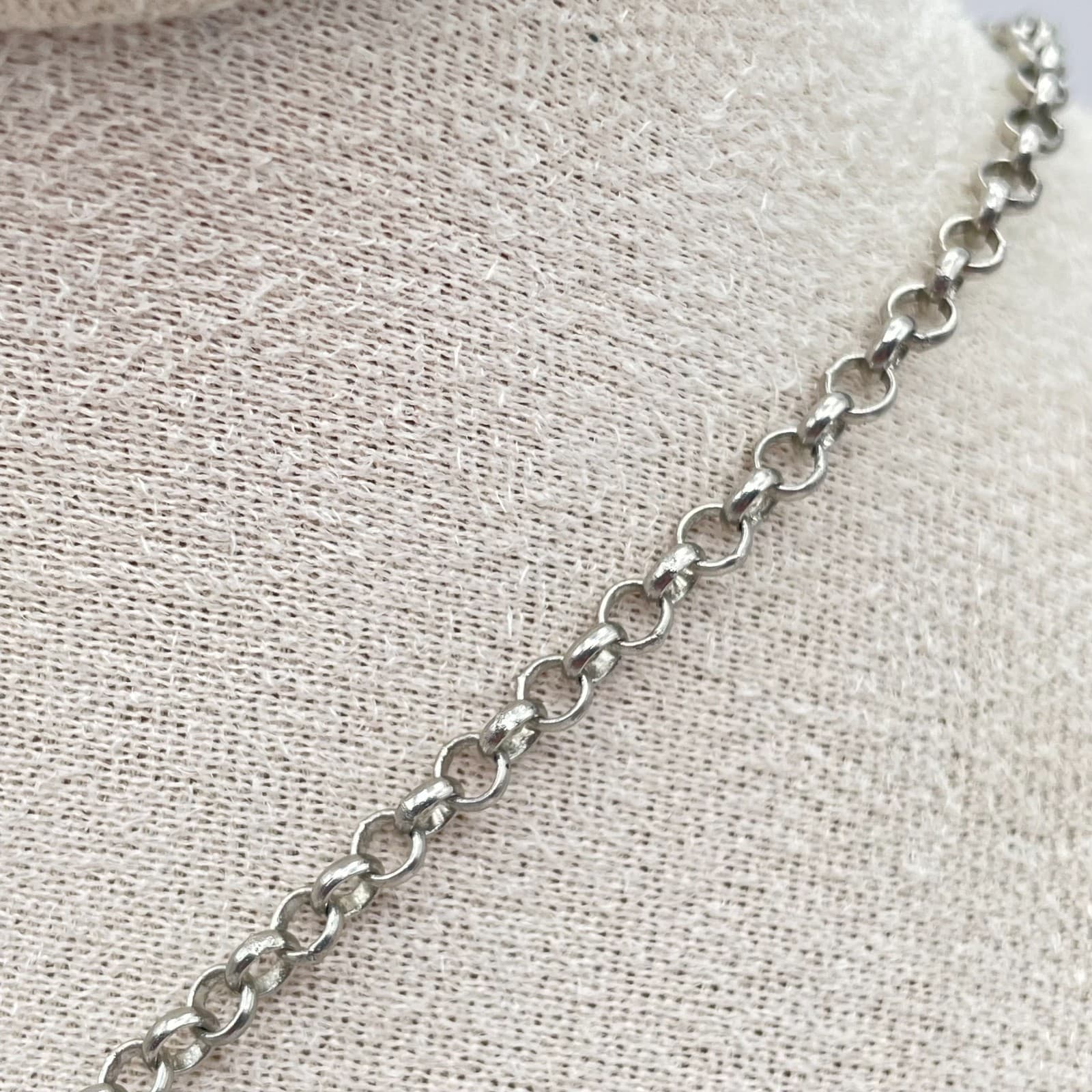 Vintage Silver-Tone Rolo Chain Blue Glass Beads Dolphin Pendant Lobster Necklace - Thumbnail 6