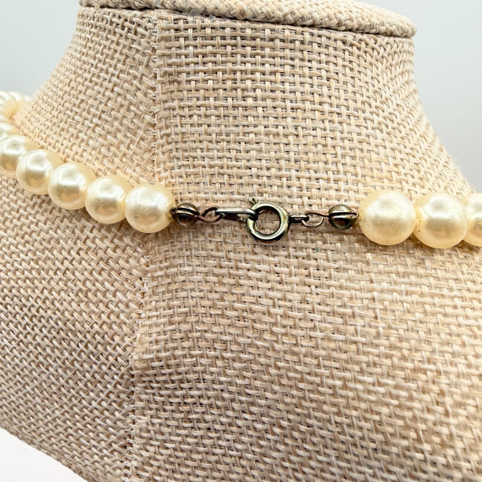 Vintage 90s Cream Faux Pearl Bead Necklace Boho Classic Fashion Women's Jewelry - Thumbnail 6