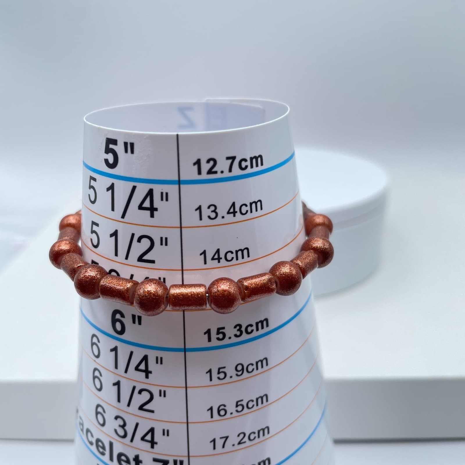 Y2K Silver-Tone Classic Glitter Goldstone Beaded Memory Wire Bracelet - Thumbnail 3