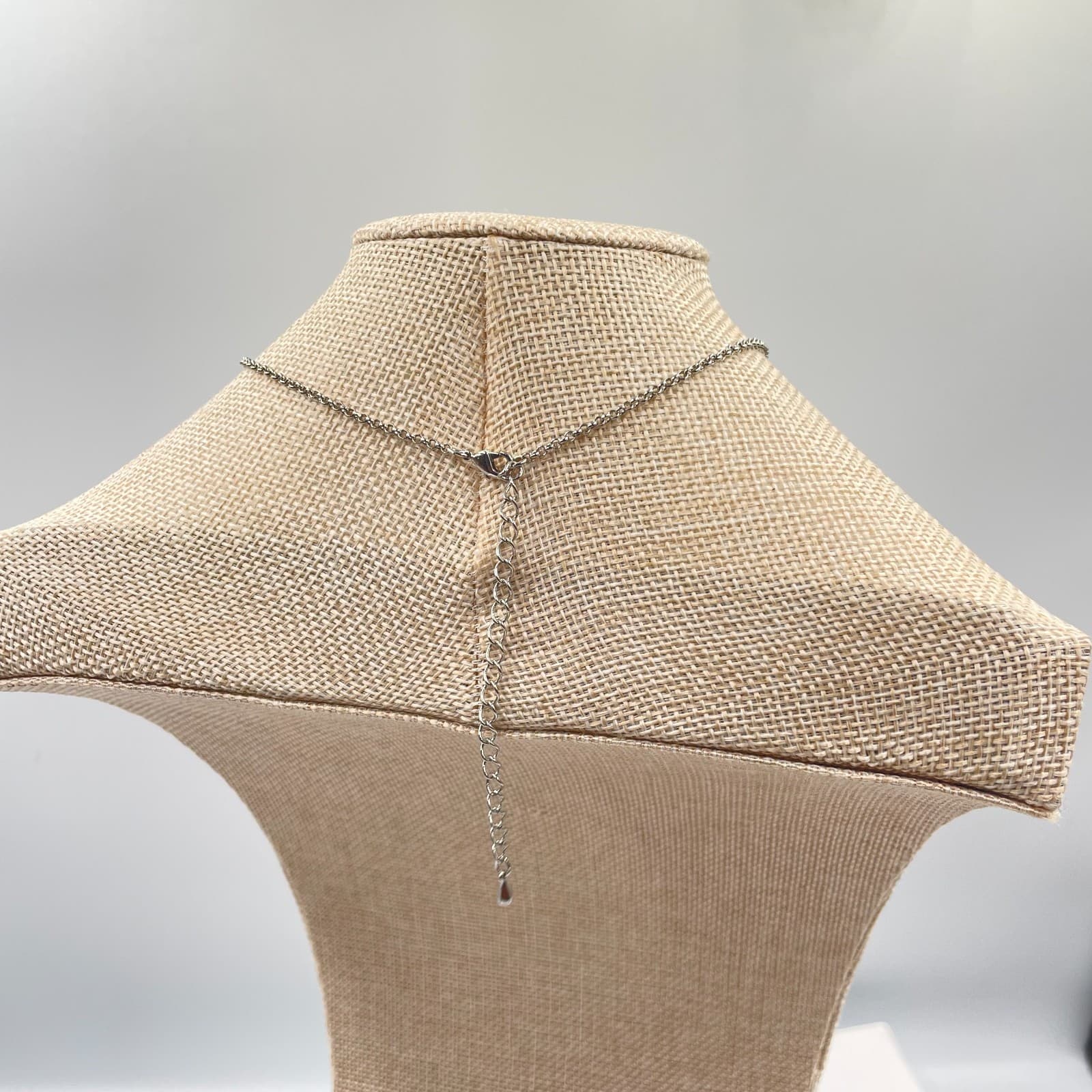 Adjustable Silver-Tone Round Chain Metal Rose Charm Pendant Lobster Necklace - Thumbnail 7