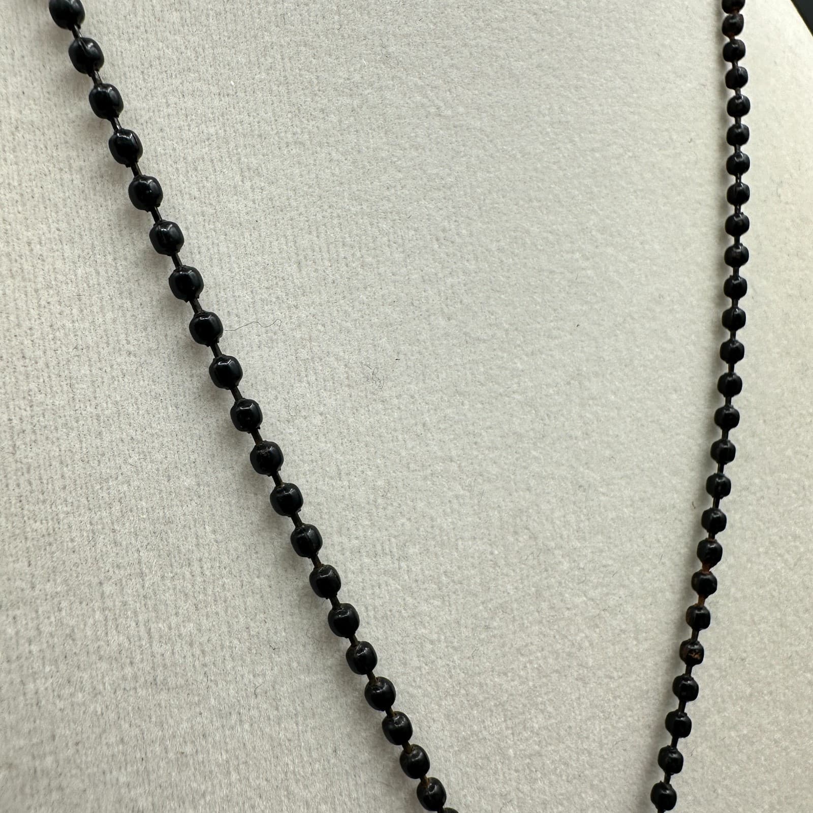 VTG 90s Paris Rose Pendant Necklace Wood Block Ball Chain Brown Glitter Boho - Thumbnail 8