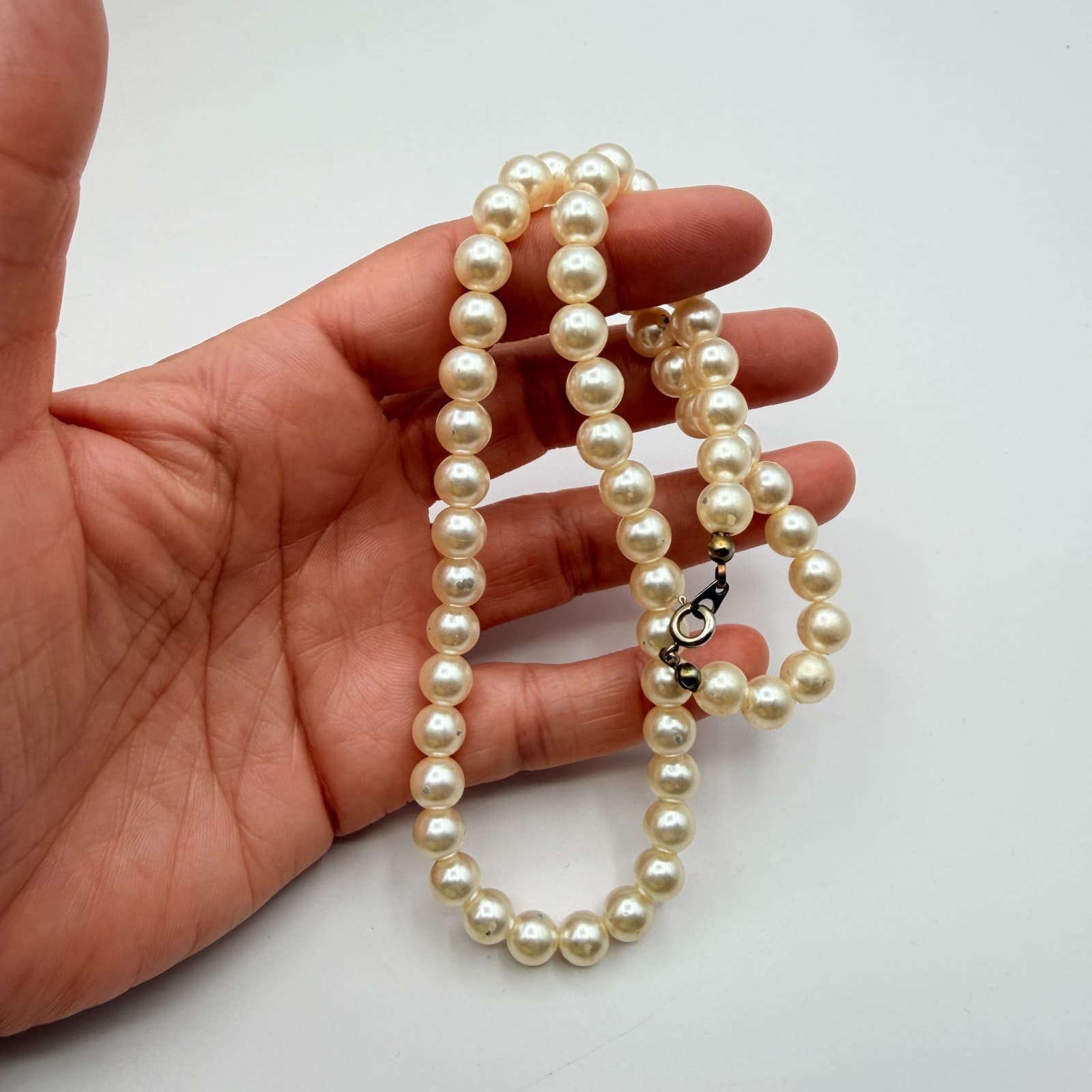 Vintage 90s Cream Faux Pearl Bead Necklace Boho Classic Fashion Women's Jewelry - Thumbnail 7