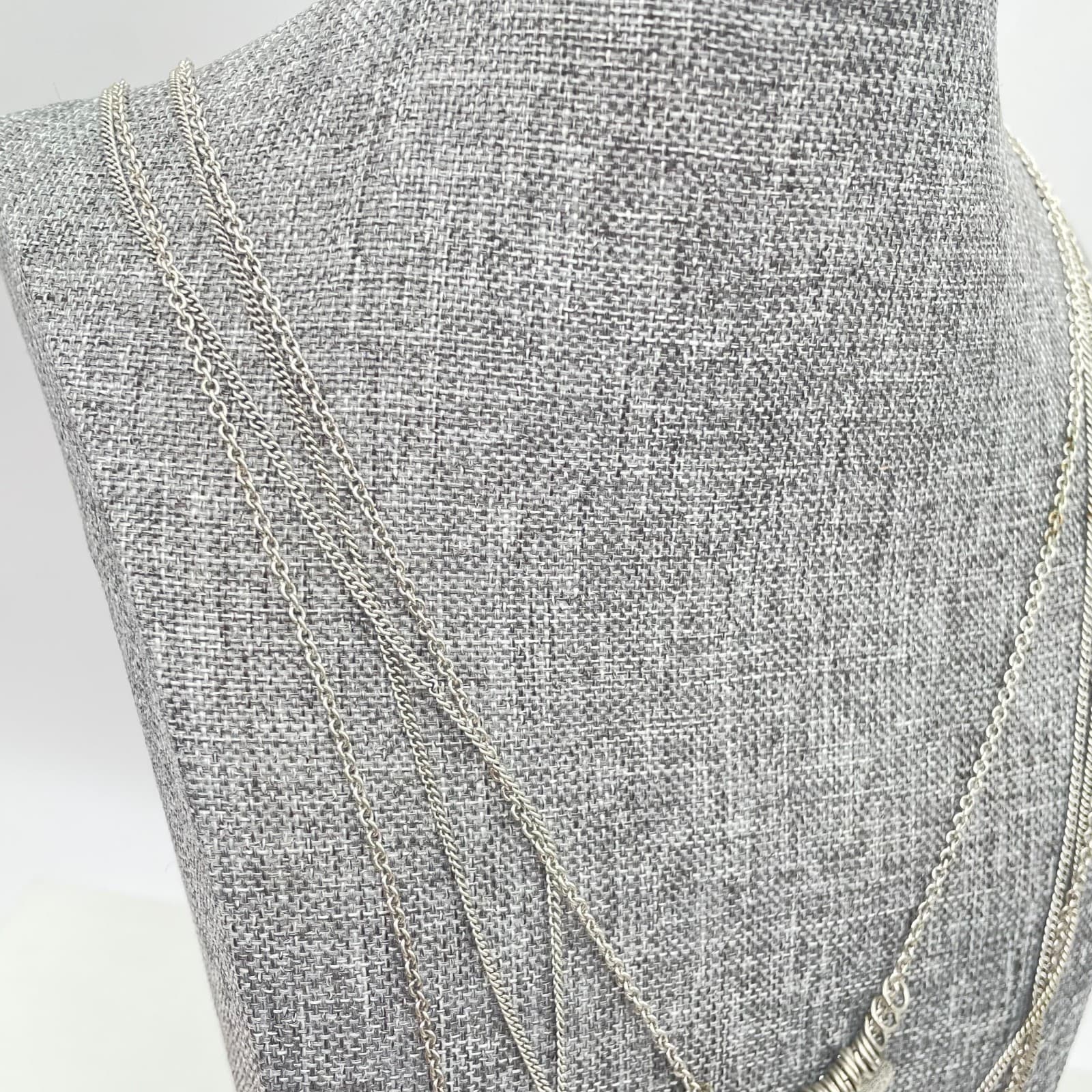 Bohemian Silver-Tone Multi-Strand Hammered Disc Coin Pendants Layered Necklace - Thumbnail 6