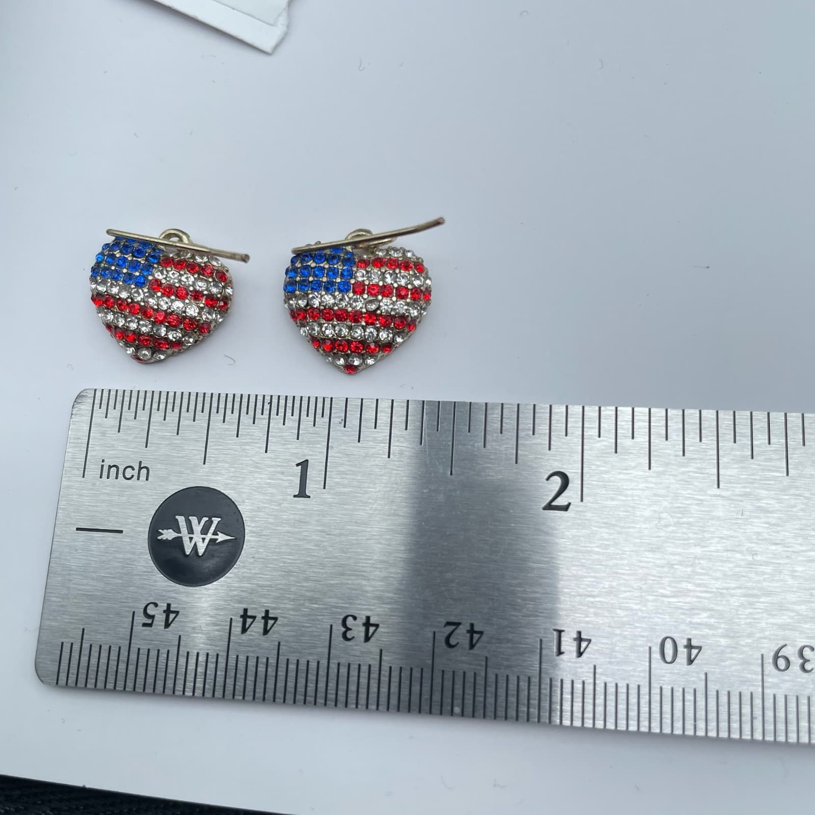 Vintage 90s USA Flag Heart & Stud Gold Tone Earrings Set Women's Classic Jewelry - Thumbnail 10