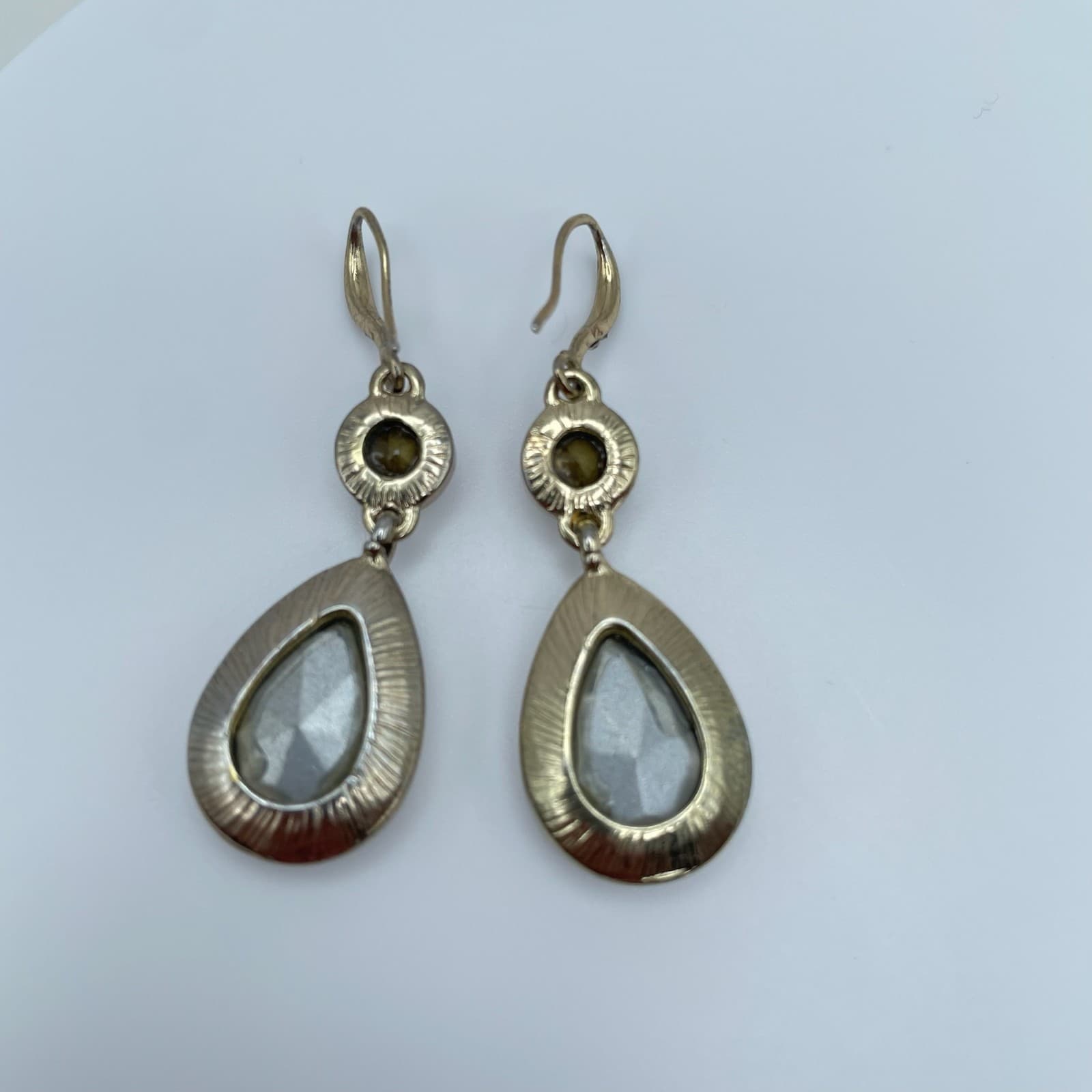 Vintage 80s Clear Rhinestone Teardrop Dangle Earrings Set Women's Jewelry - Thumbnail 3