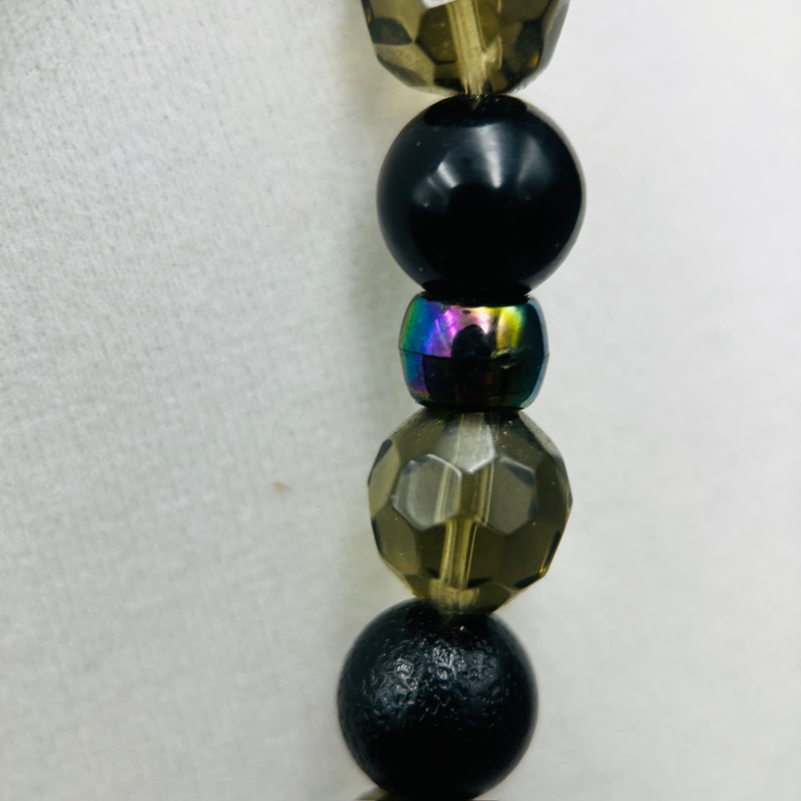 Vintage Black & Smoky Crystal Bead Necklace w/ Silver Accents Boho Artisan Style - Thumbnail 5