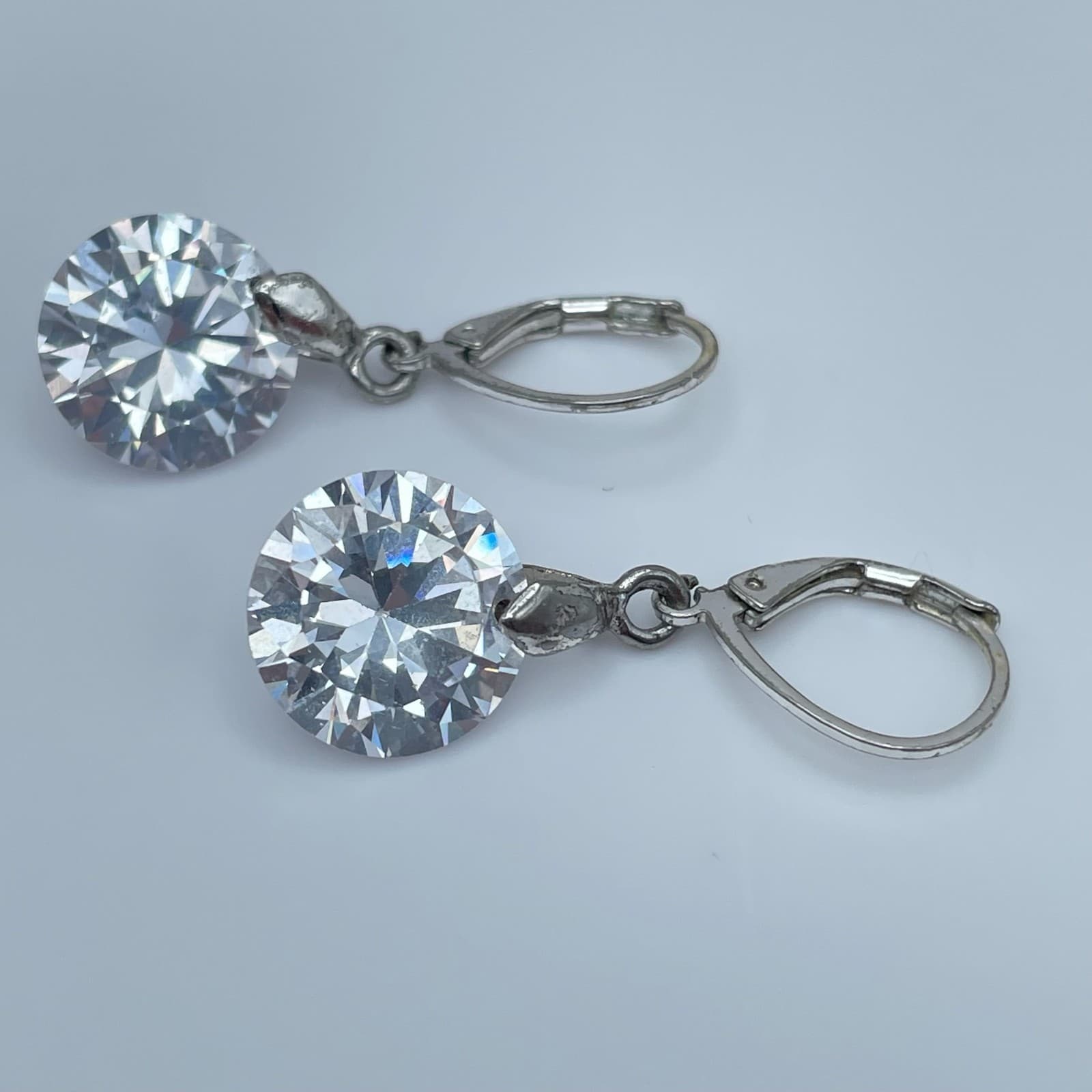 Vintage 80s Clear Rhinestone Teardrop Dangle Earrings Set Women's Jewelry - Thumbnail 11