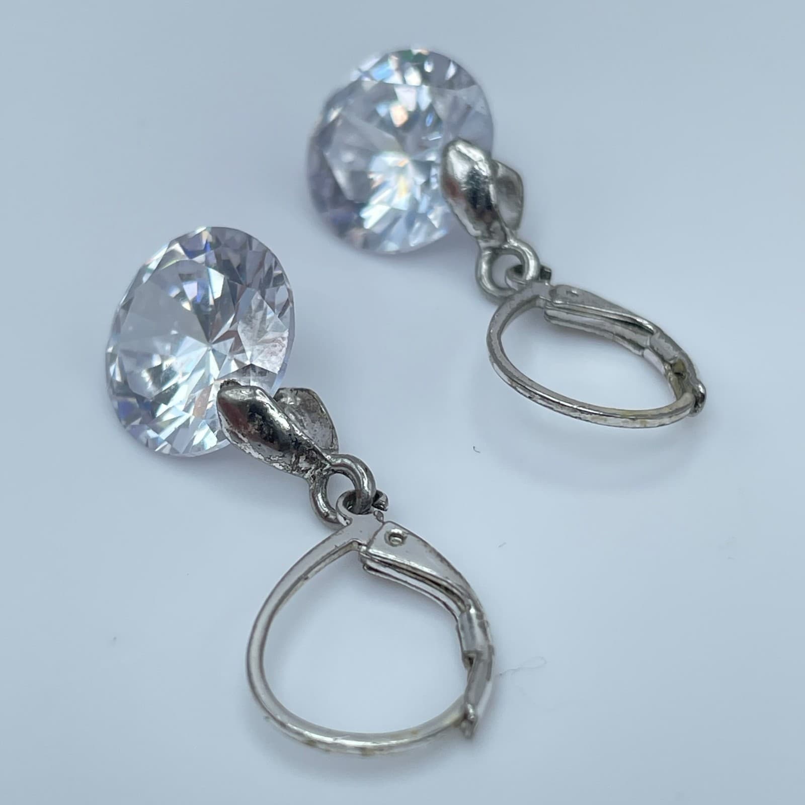 Vintage 80s Clear Rhinestone Teardrop Dangle Earrings Set Women's Jewelry - Thumbnail 14