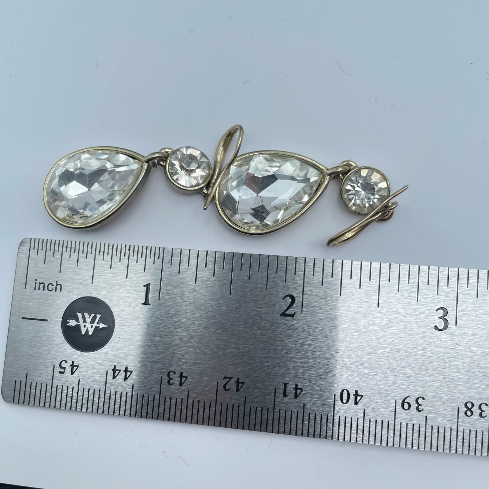 Vintage 80s Clear Rhinestone Teardrop Dangle Earrings Set Women's Jewelry - Thumbnail 17