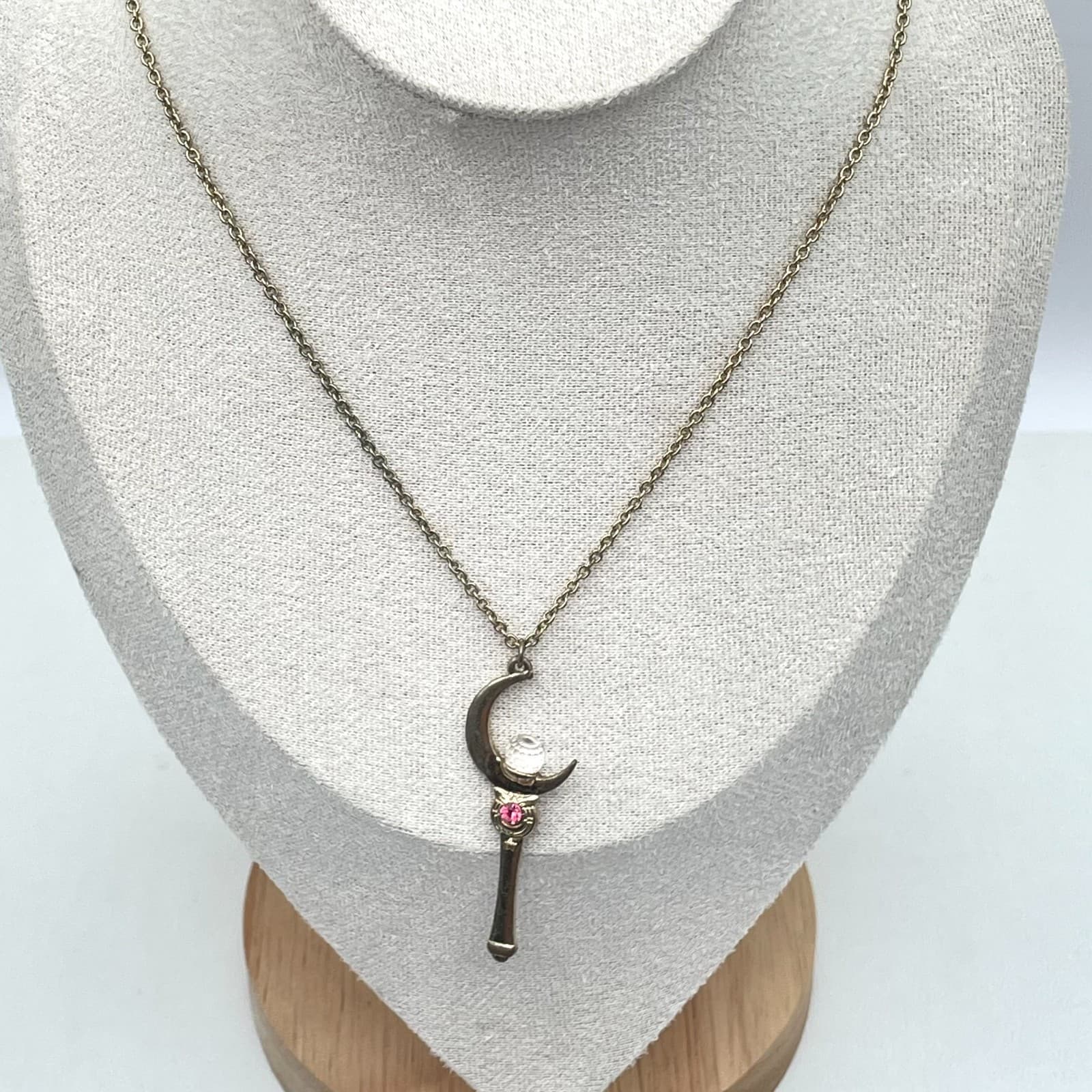 Sailor Moon Moon Stick Crystal Pendant Necklace 90s Vintage Collectible - Thumbnail 7