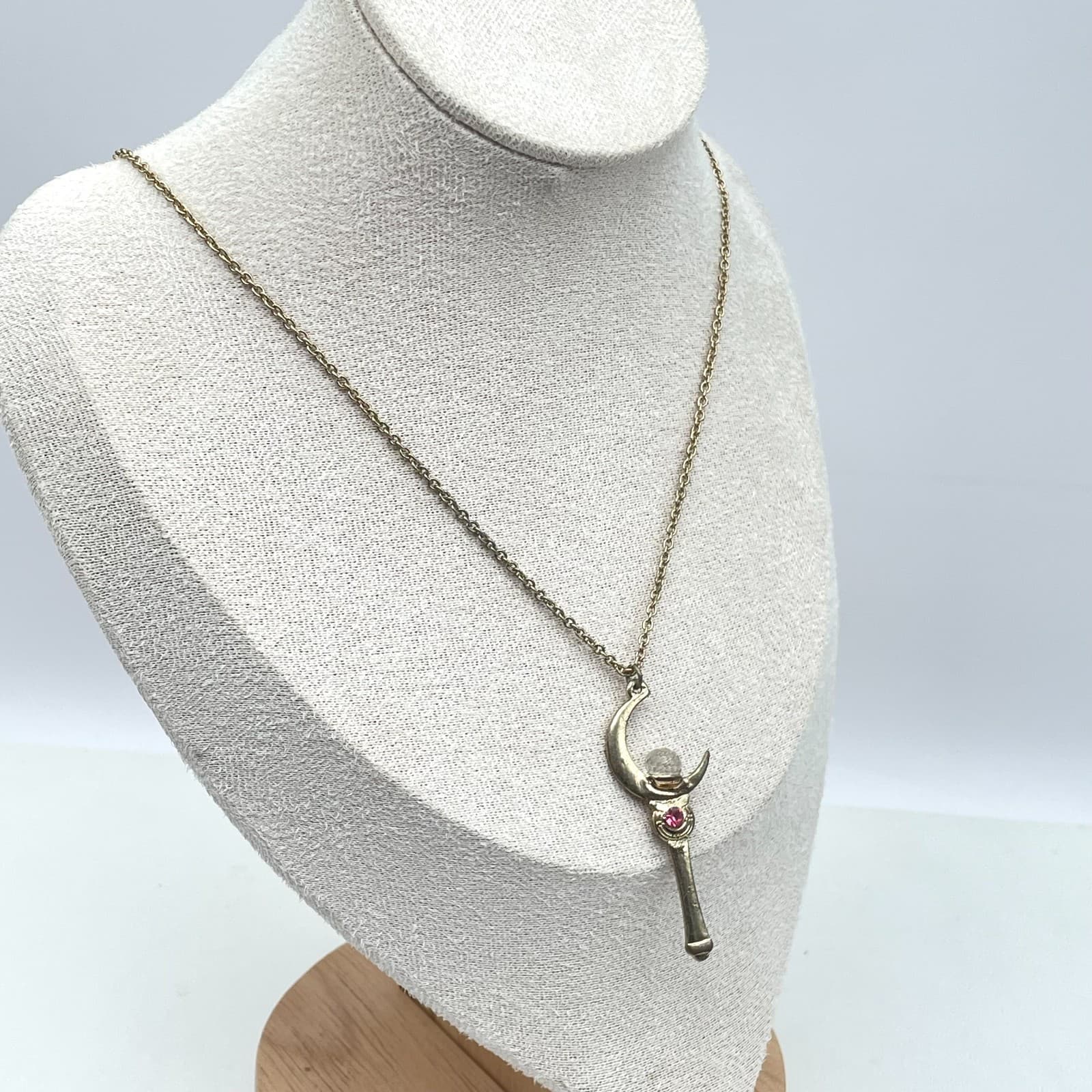 Sailor Moon Moon Stick Crystal Pendant Necklace 90s Vintage Collectible - Thumbnail 8