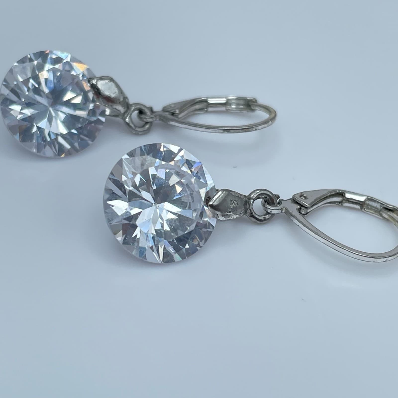 Vintage 80s Clear Rhinestone Teardrop Dangle Earrings Set Women's Jewelry - Thumbnail 12