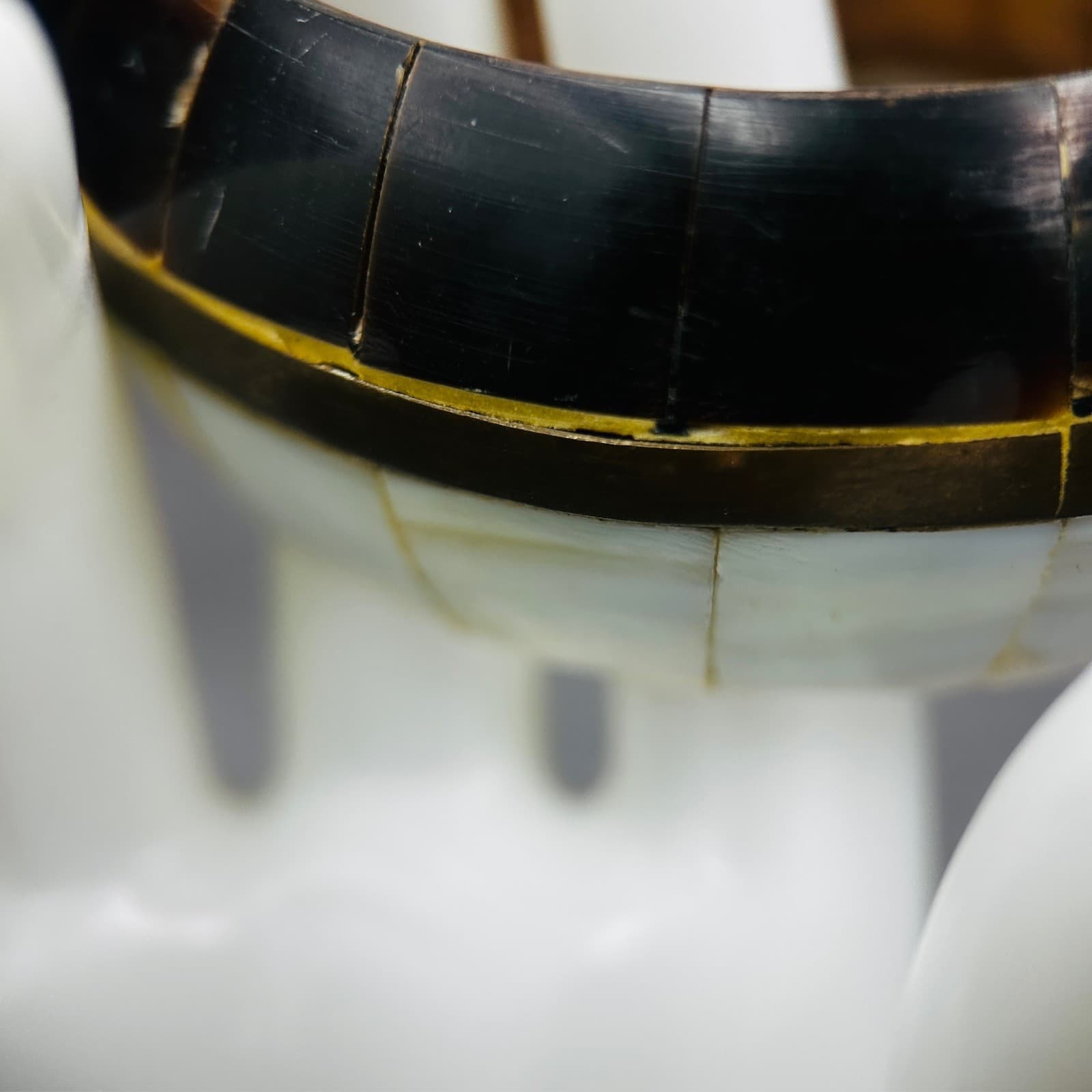 Vintage Inlaid Wood & Brass Bangle Bracelet Boho Artisan Style - Thumbnail 10