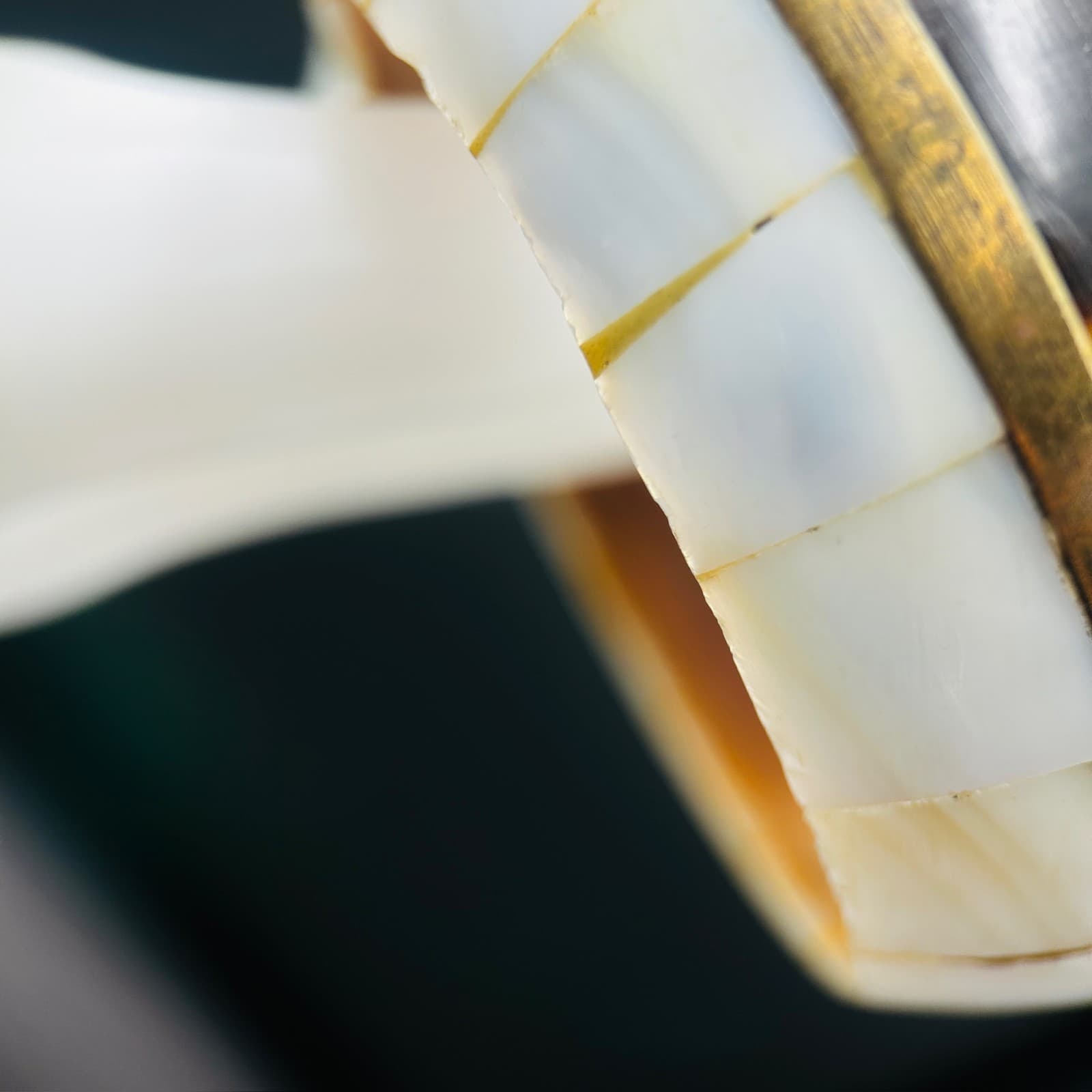 Vintage Inlaid Wood & Brass Bangle Bracelet Boho Artisan Style - Thumbnail 8