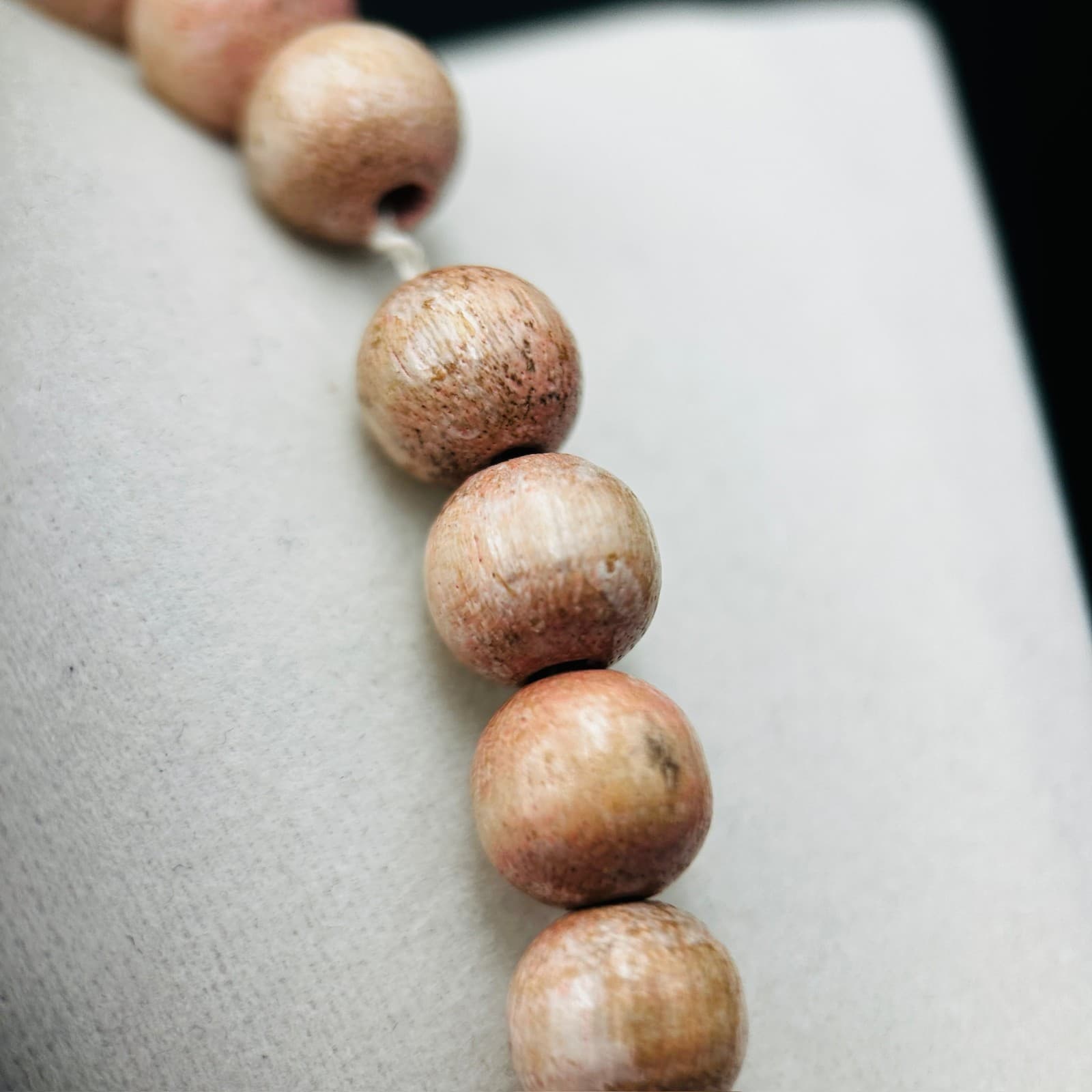 Natural Wood Bead Necklace w/ Layered Disc Accents Boho Earthy Style - Thumbnail 6