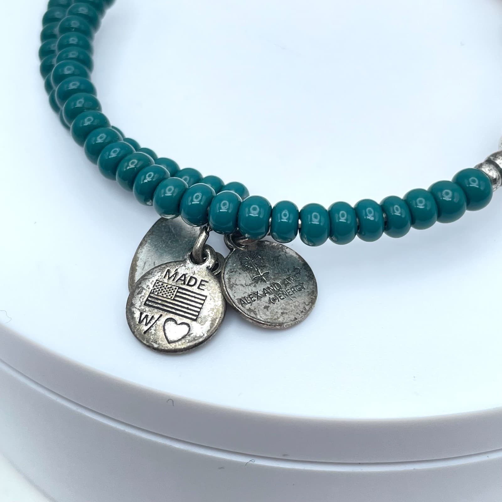 Alex and Ani "Vintage Sixty-Six" Classic Turquoise Beaded Coil Wrap Bracelet - Thumbnail 2
