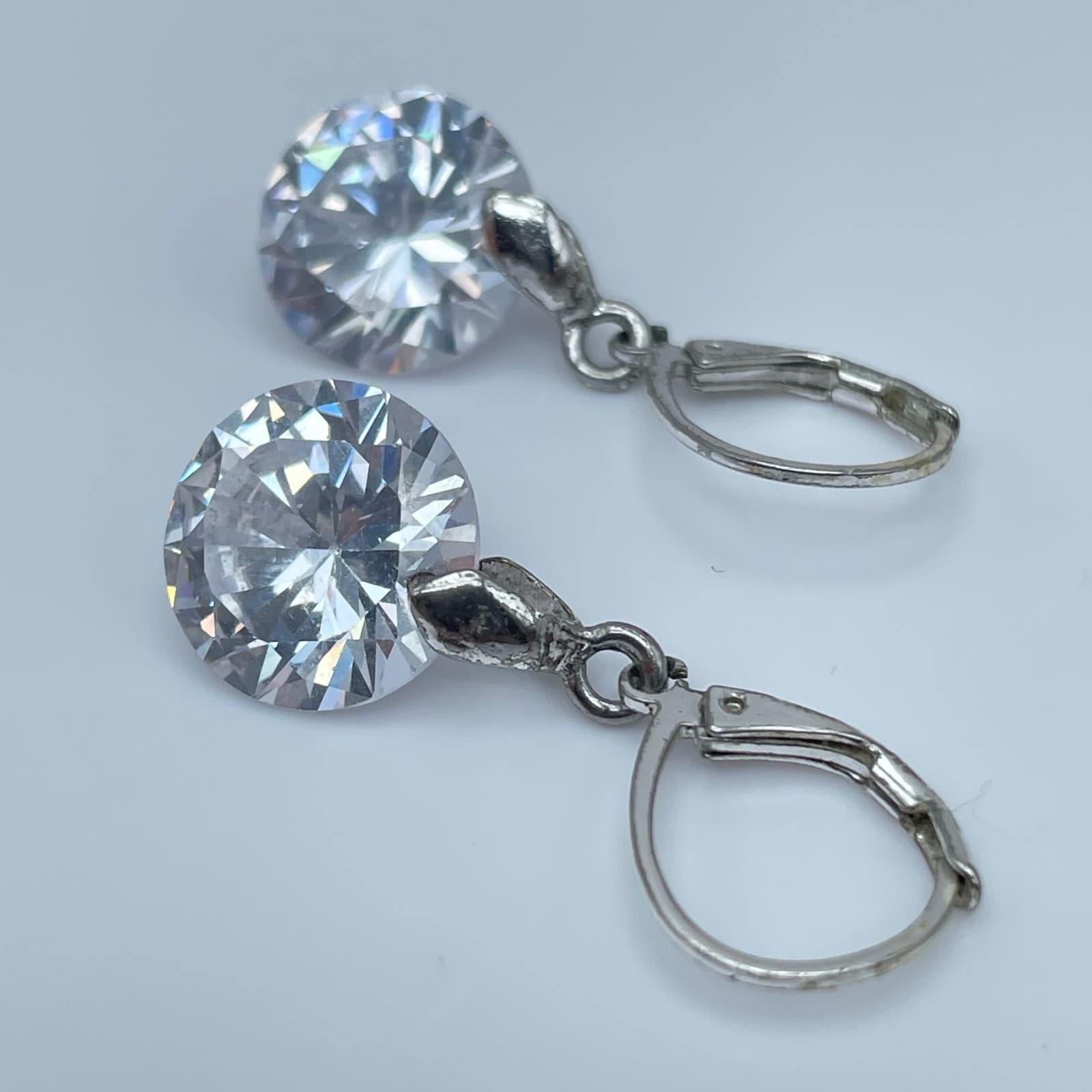 Vintage 80s Clear Rhinestone Teardrop Dangle Earrings Set Women's Jewelry - Thumbnail 13