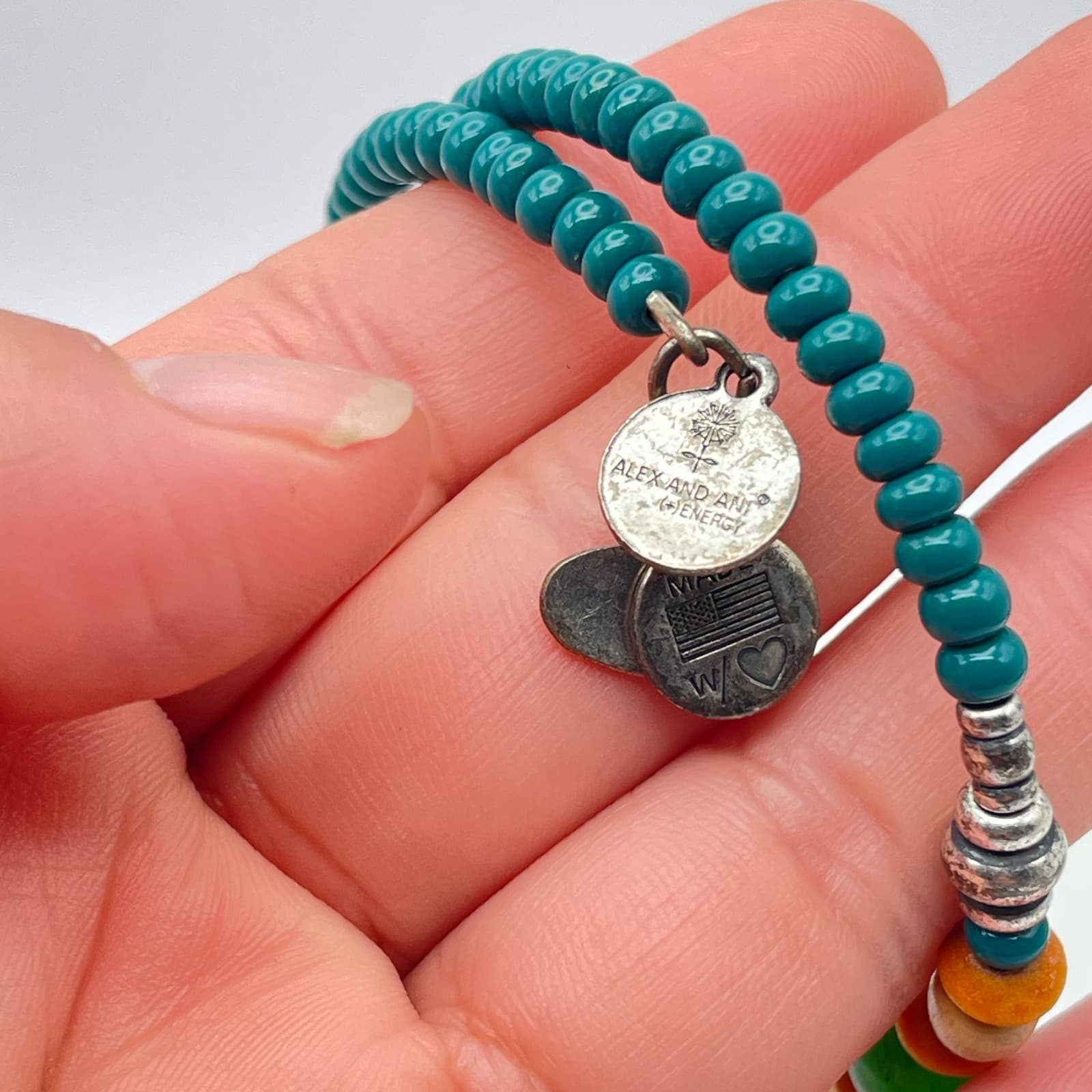 Alex and Ani "Vintage Sixty-Six" Classic Turquoise Beaded Coil Wrap Bracelet - Thumbnail 8