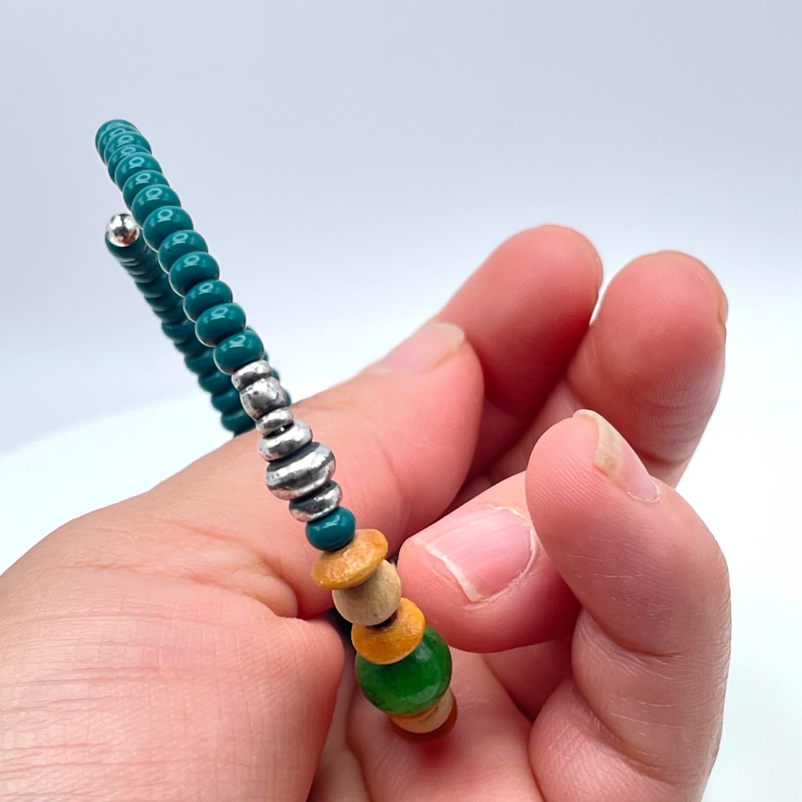 Alex and Ani "Vintage Sixty-Six" Classic Turquoise Beaded Coil Wrap Bracelet - Thumbnail 10